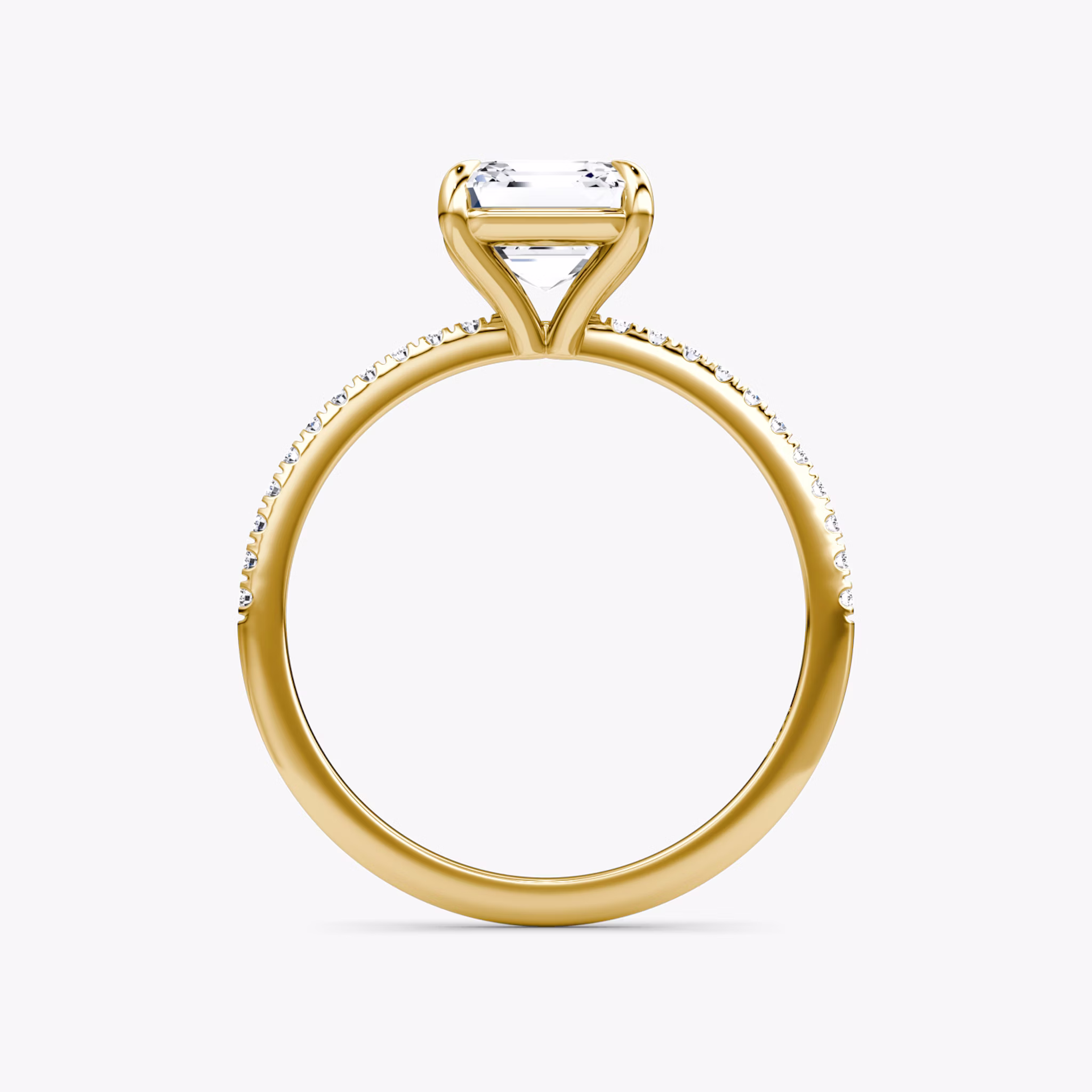 The Petite 4-Prong Solitaire | Asscher | 18k | Yellow Gold | bandAccent: Pavé | diamondOrientation: vertical | caratWeight: other