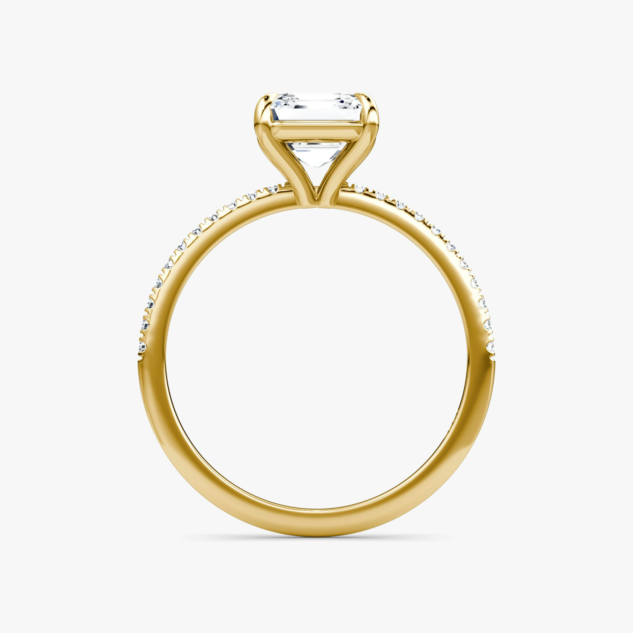 The Petite 4-Prong Solitaire | Asscher | 18k | Yellow Gold | bandAccent: Pavé | diamondOrientation: vertical | caratWeight: other