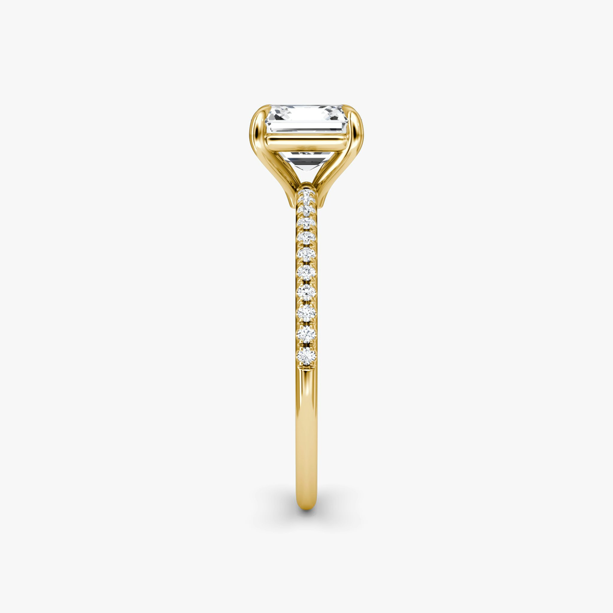 The Petite 4-Prong Solitaire | Asscher | 18k | Yellow Gold | bandAccent: Pavé | diamondOrientation: vertical | caratWeight: other