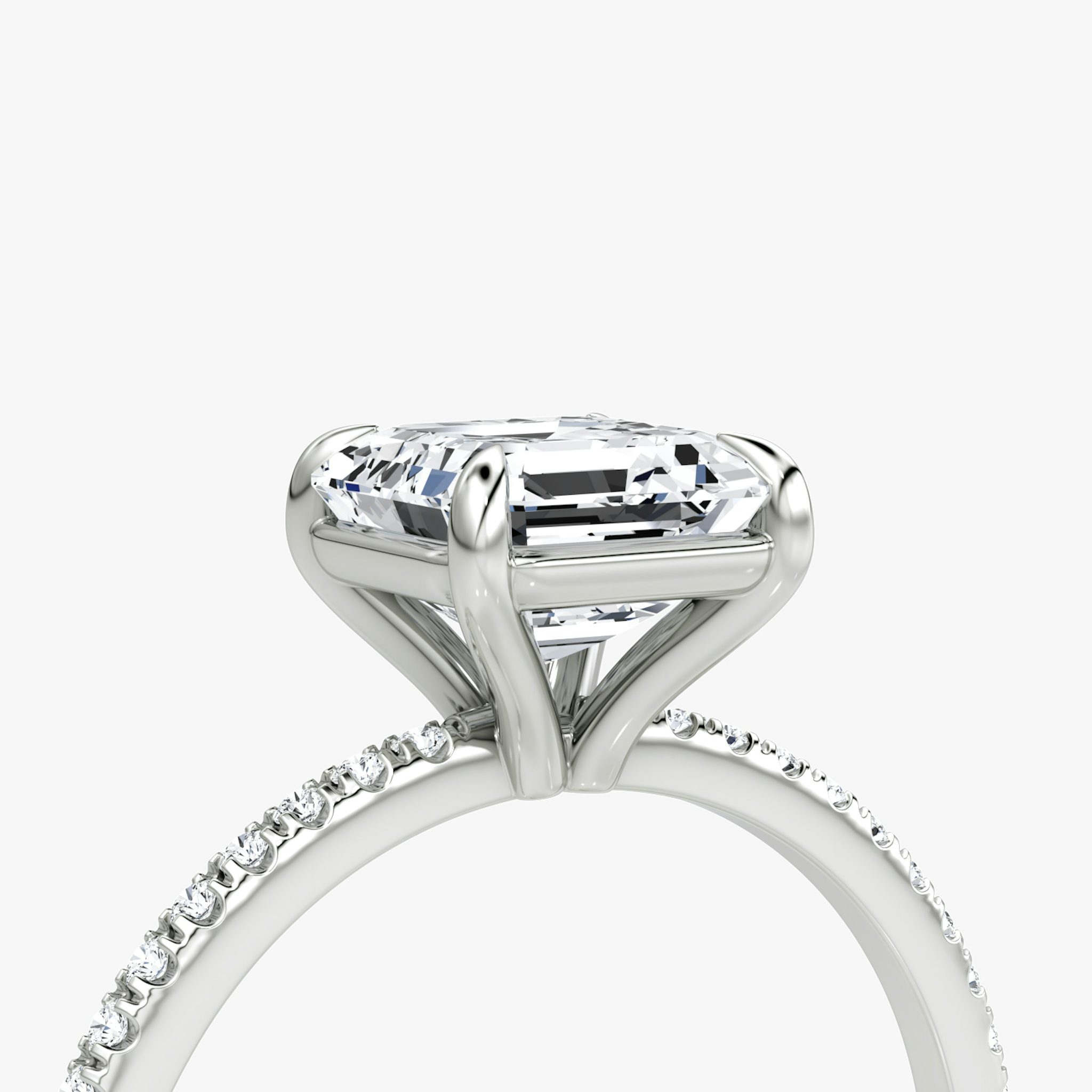 The Petite 4-Prong Solitaire | Asscher | Platinum | bandAccent: Pavé | diamondOrientation: vertical | caratWeight: other