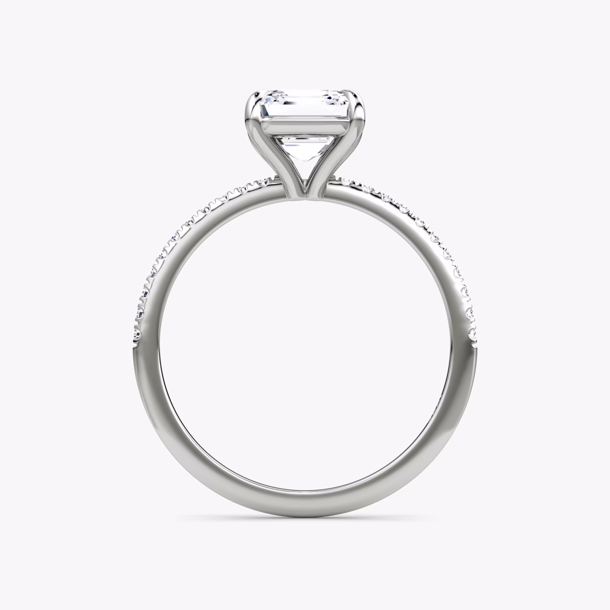 The Petite 4-Prong Solitaire | Asscher | Platinum | bandAccent: Pavé | diamondOrientation: vertical | caratWeight: other