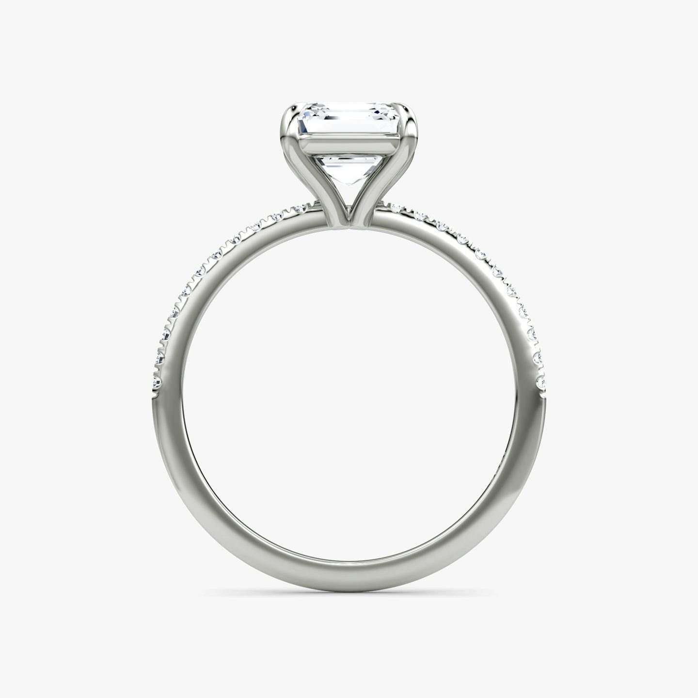 The Petite 4-Prong Solitaire | Asscher | Platinum | bandAccent: Pavé | diamondOrientation: vertical | caratWeight: other