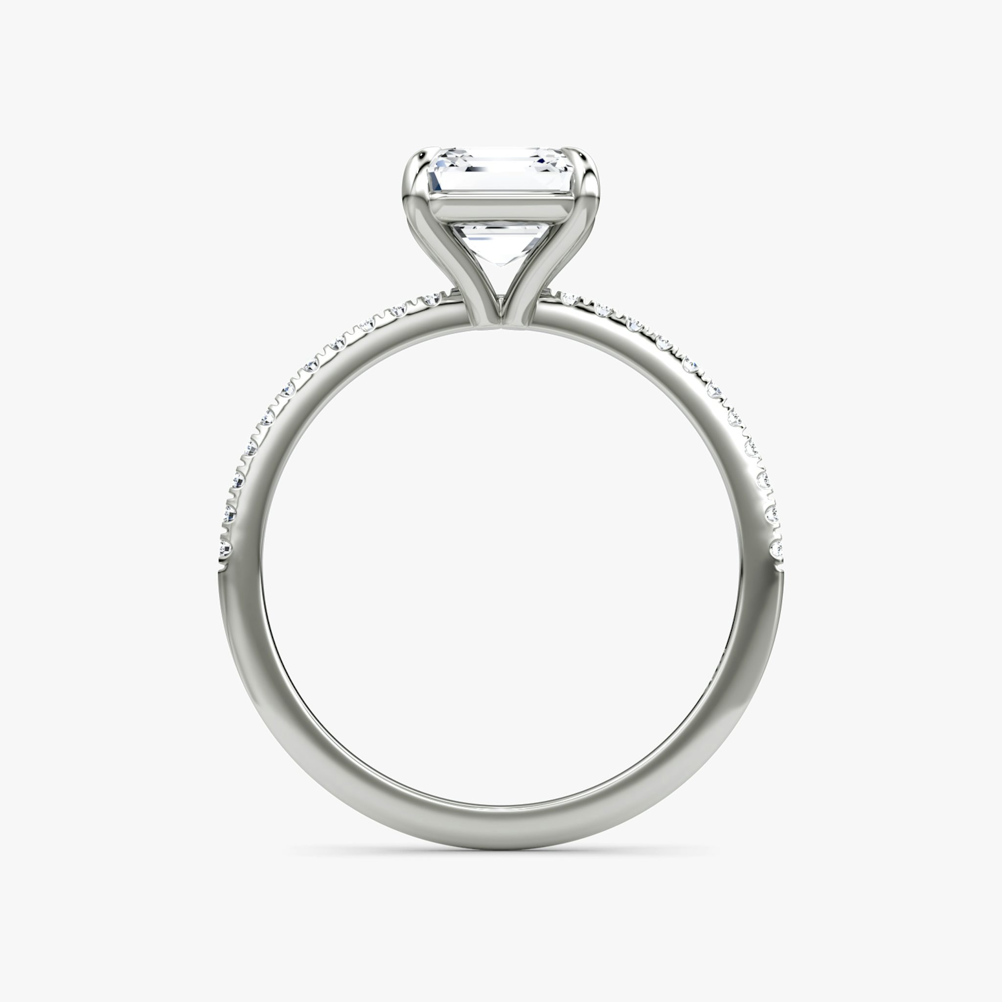 The Petite 4-Prong Solitaire | Asscher | Platinum | bandAccent: Pavé | diamondOrientation: vertical | caratWeight: other