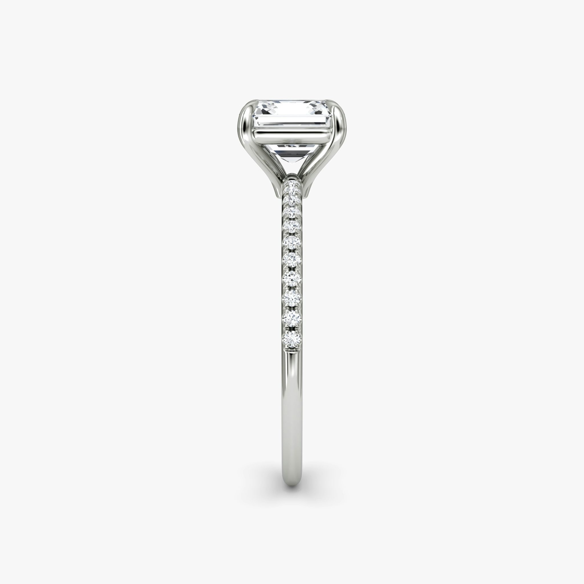 The Petite 4-Prong Solitaire | Asscher | Platinum | bandAccent: Pavé | diamondOrientation: vertical | caratWeight: other