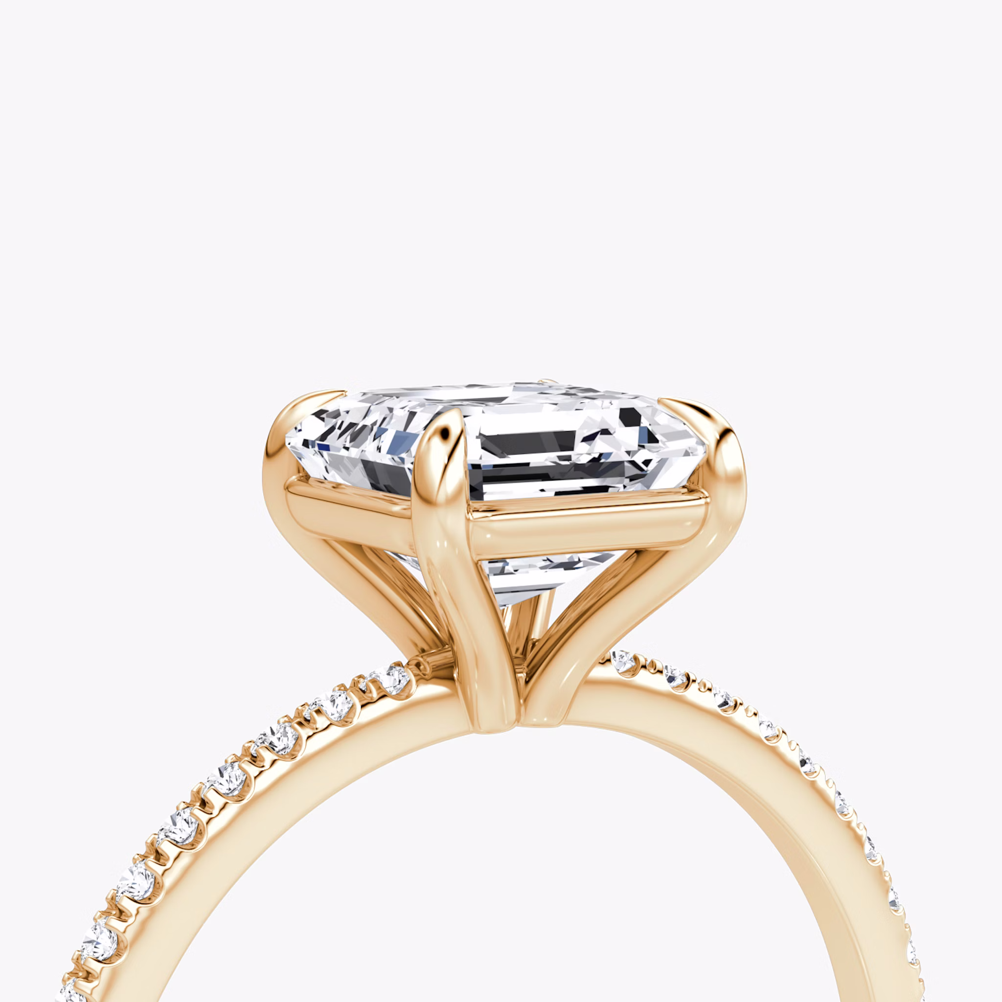 The Petite 4-Prong Solitaire | Asscher | 14k | Rose Gold | bandAccent: Pavé | diamondOrientation: vertical | caratWeight: other