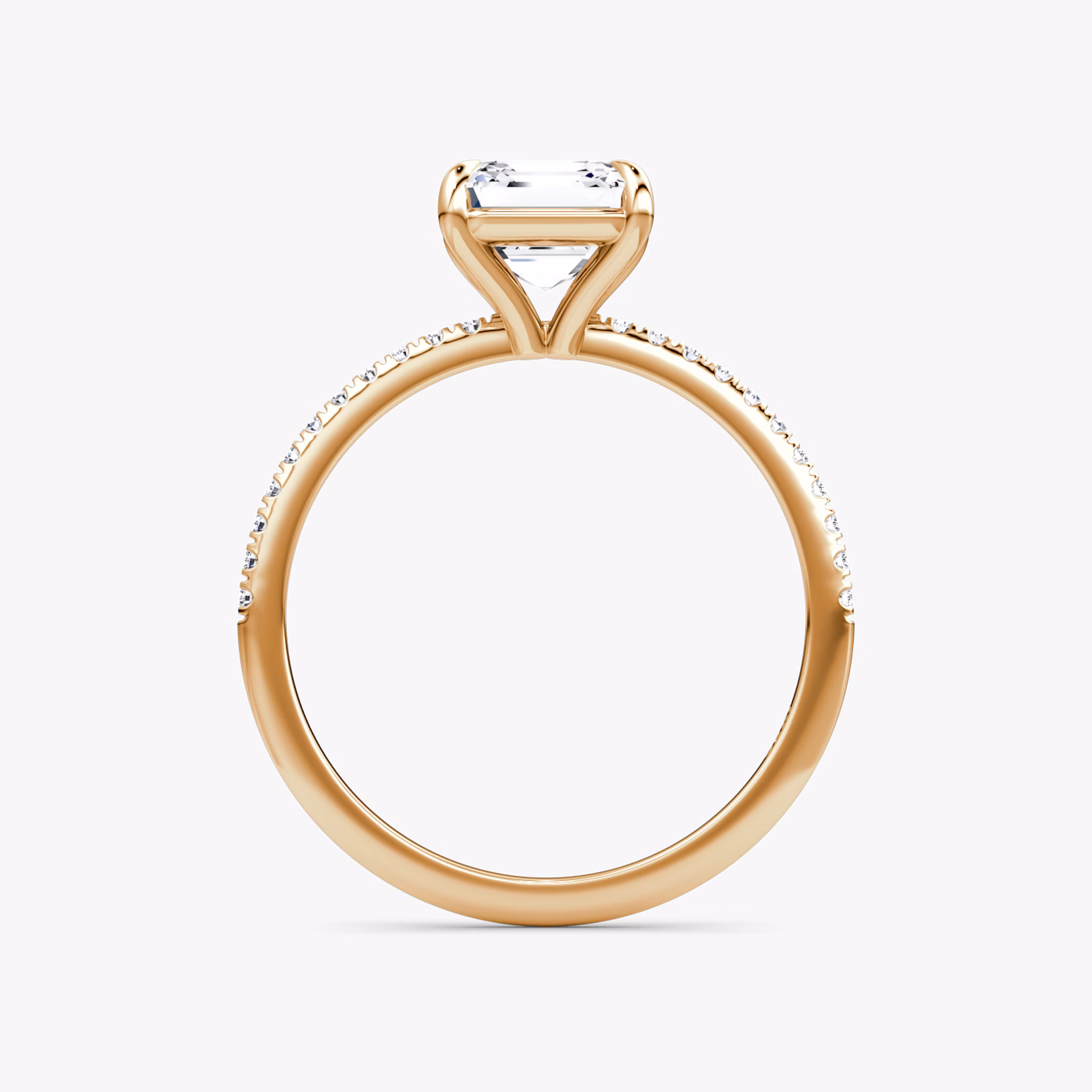 The Petite 4-Prong Solitaire | Asscher | 14k | Rose Gold | bandAccent: Pavé | diamondOrientation: vertical | caratWeight: other
