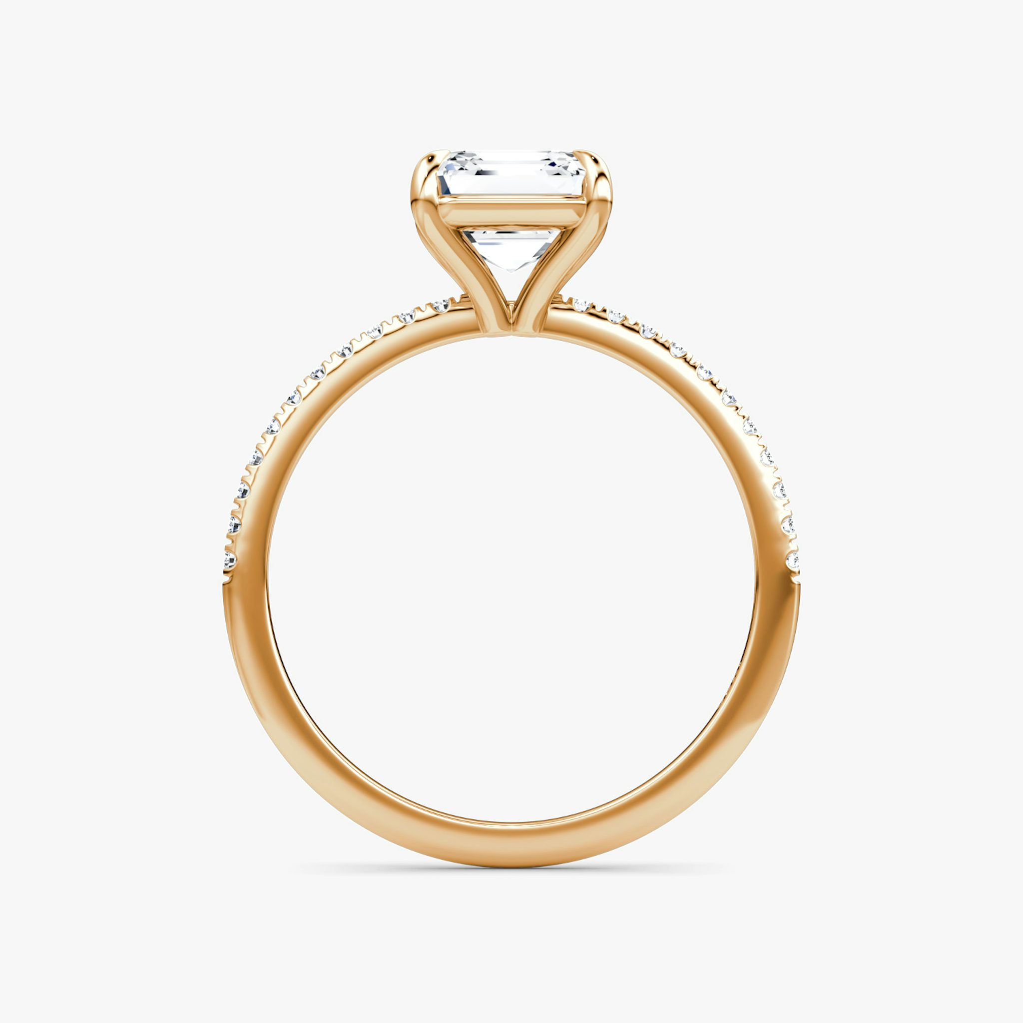 The Petite 4-Prong Solitaire | Asscher | 14k | Rose Gold | bandAccent: Pavé | diamondOrientation: vertical | caratWeight: other