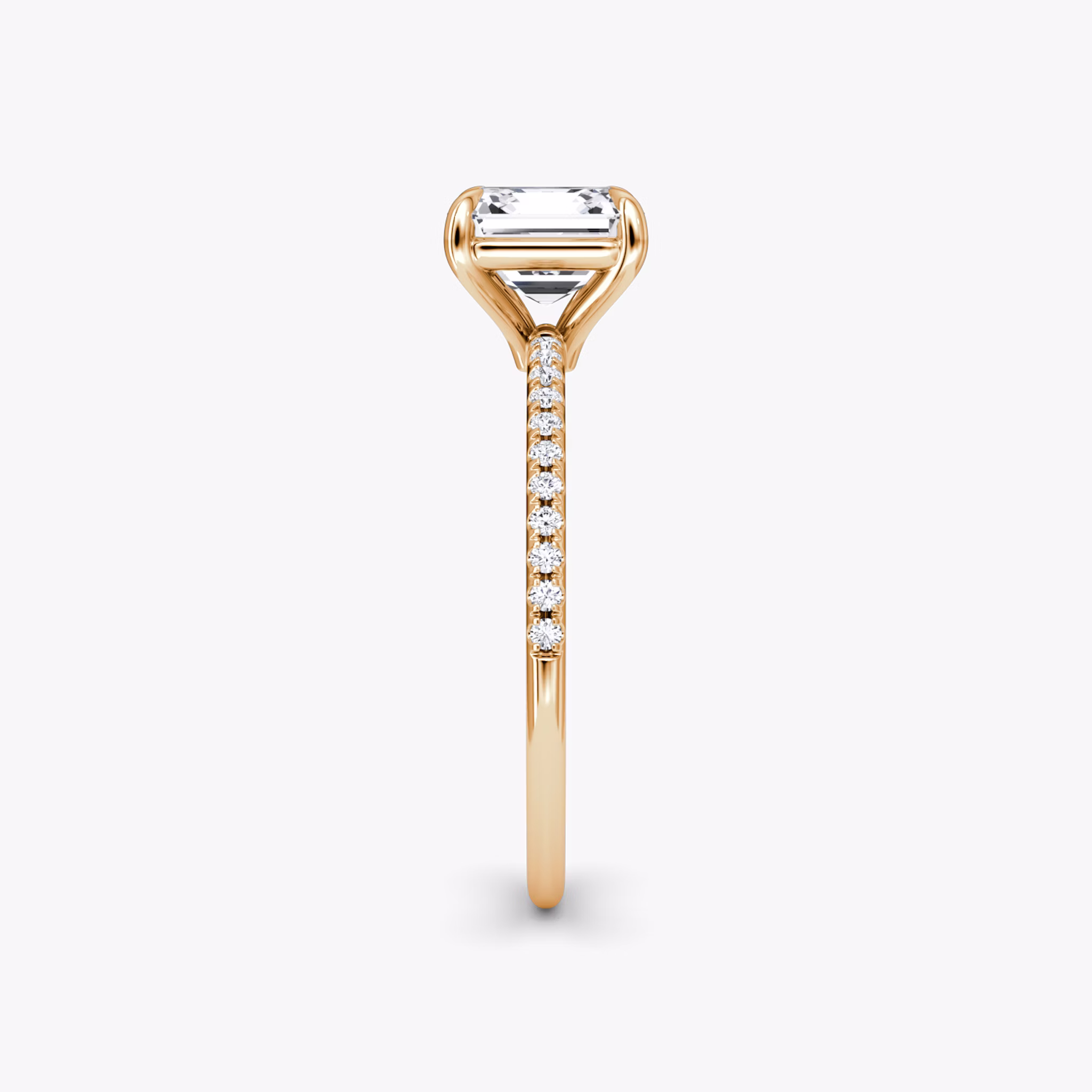 The Petite 4-Prong Solitaire | Asscher | 14k | Rose Gold | bandAccent: Pavé | diamondOrientation: vertical | caratWeight: other