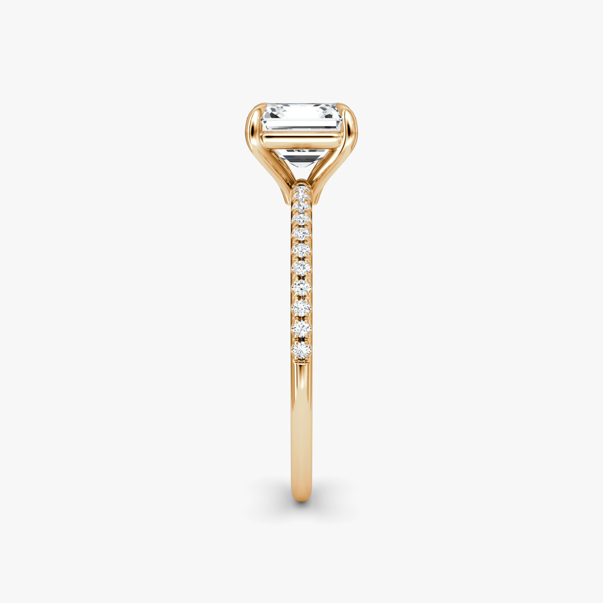 The Petite 4-Prong Solitaire | Asscher | 14k | Rose Gold | bandAccent: Pavé | diamondOrientation: vertical | caratWeight: other
