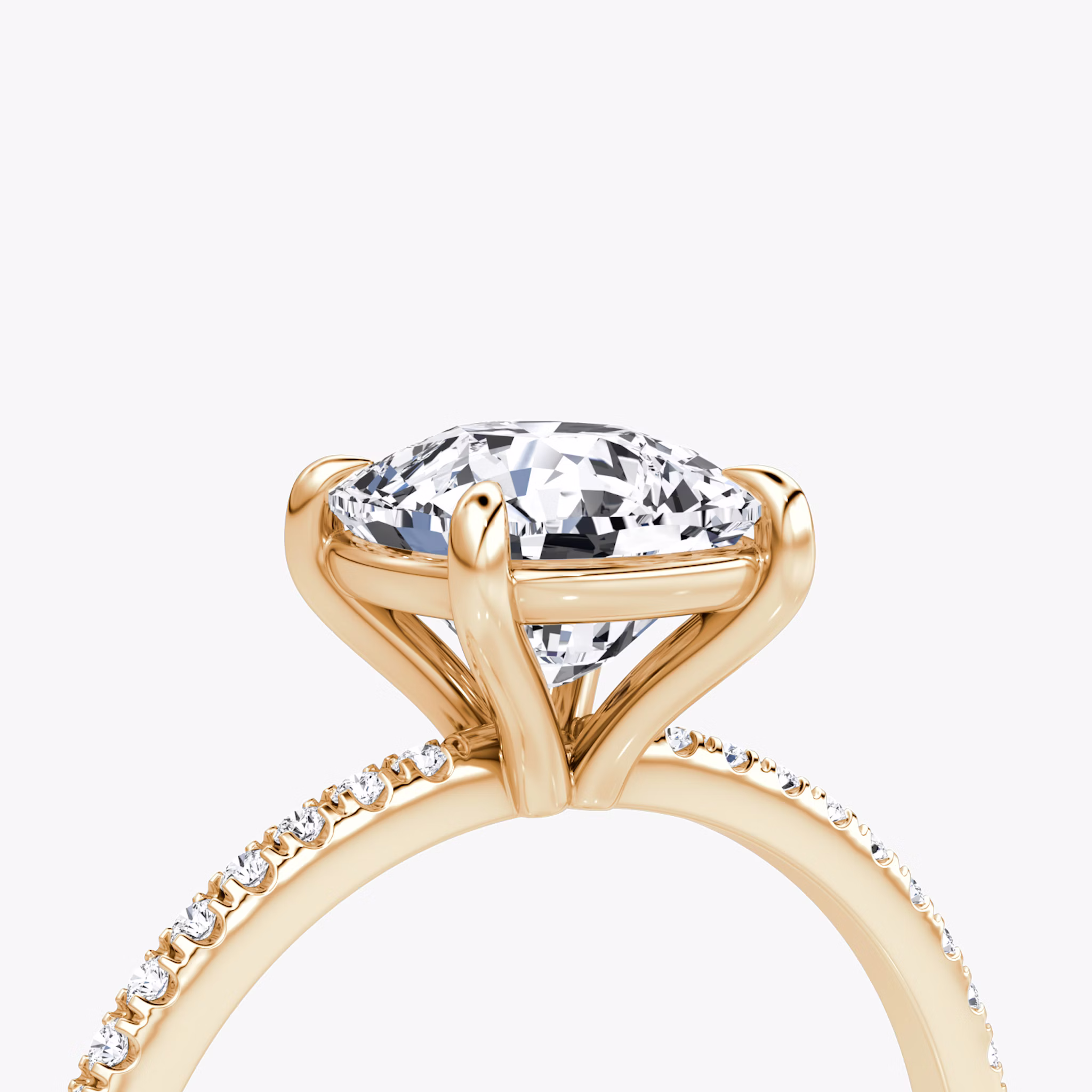 The Petite 4-Prong Solitaire | Cushion | 14k | Rose Gold | bandAccent: Pavé | diamondOrientation: vertical | caratWeight: other