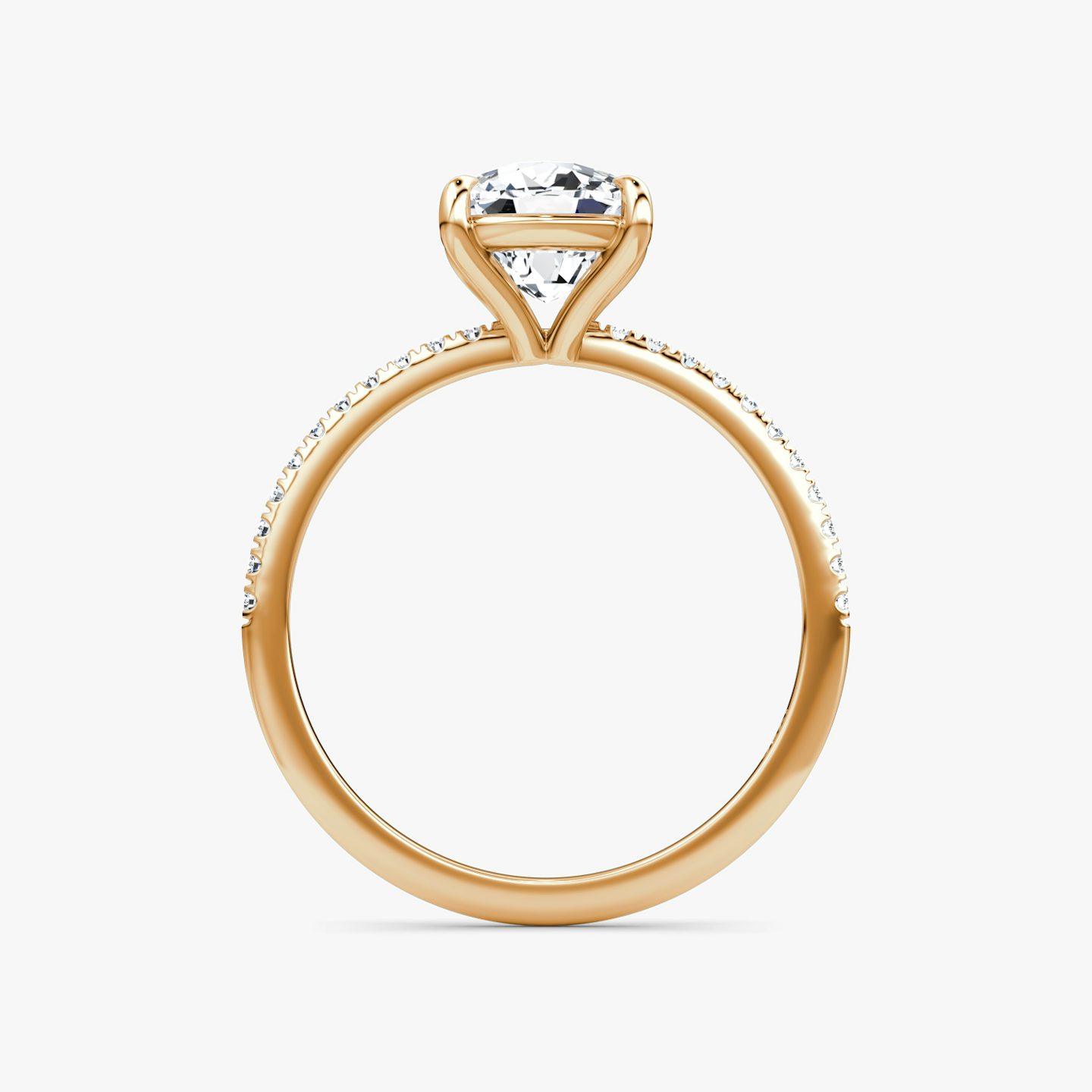The Petite 4-Prong Solitaire | Cushion | 14k | Rose Gold | bandAccent: Pavé | diamondOrientation: vertical | caratWeight: other
