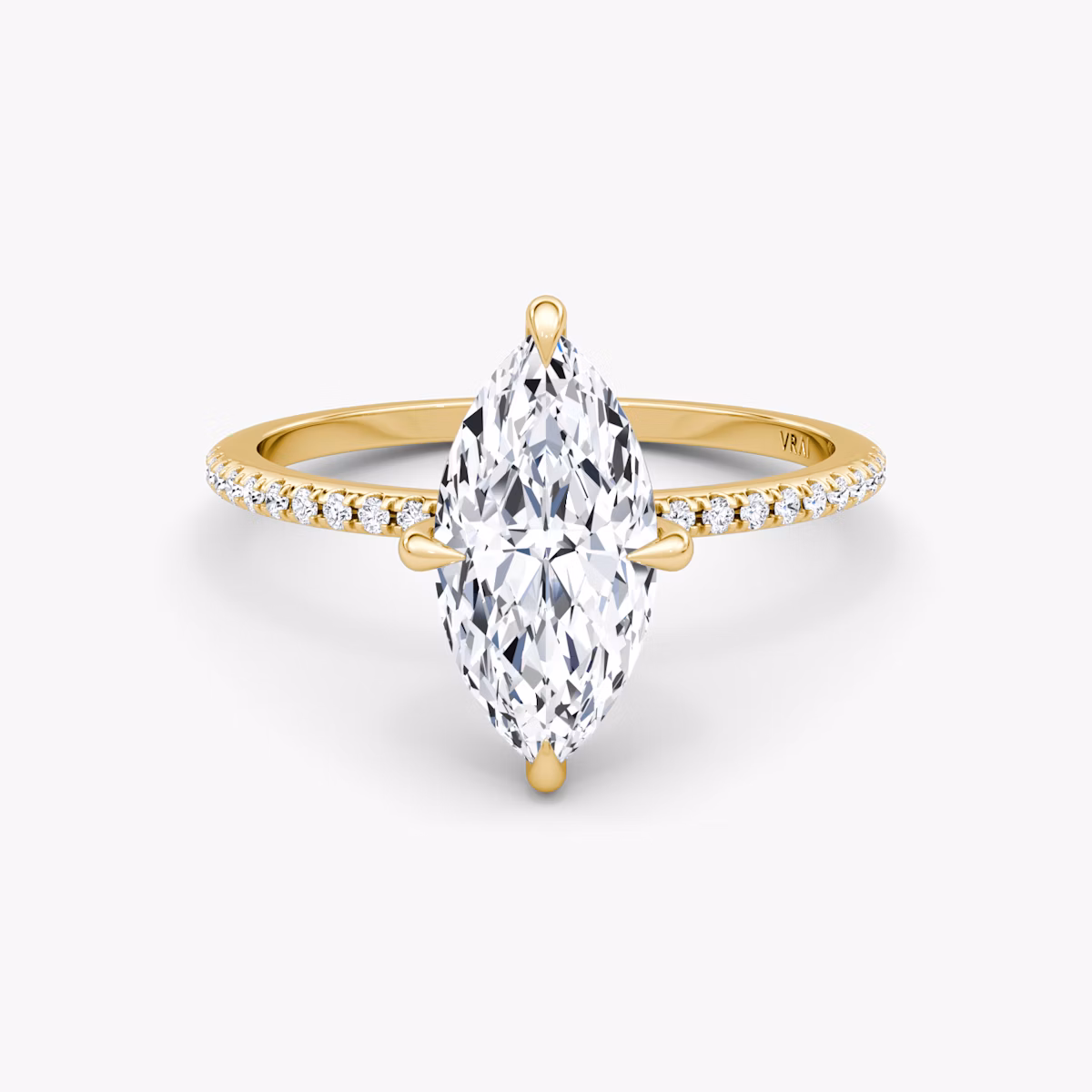 The Petite 4-Prong Solitaire | Marquise | 18k | Yellow Gold | bandAccent: Pavé | diamondOrientation: vertical | caratWeight: other