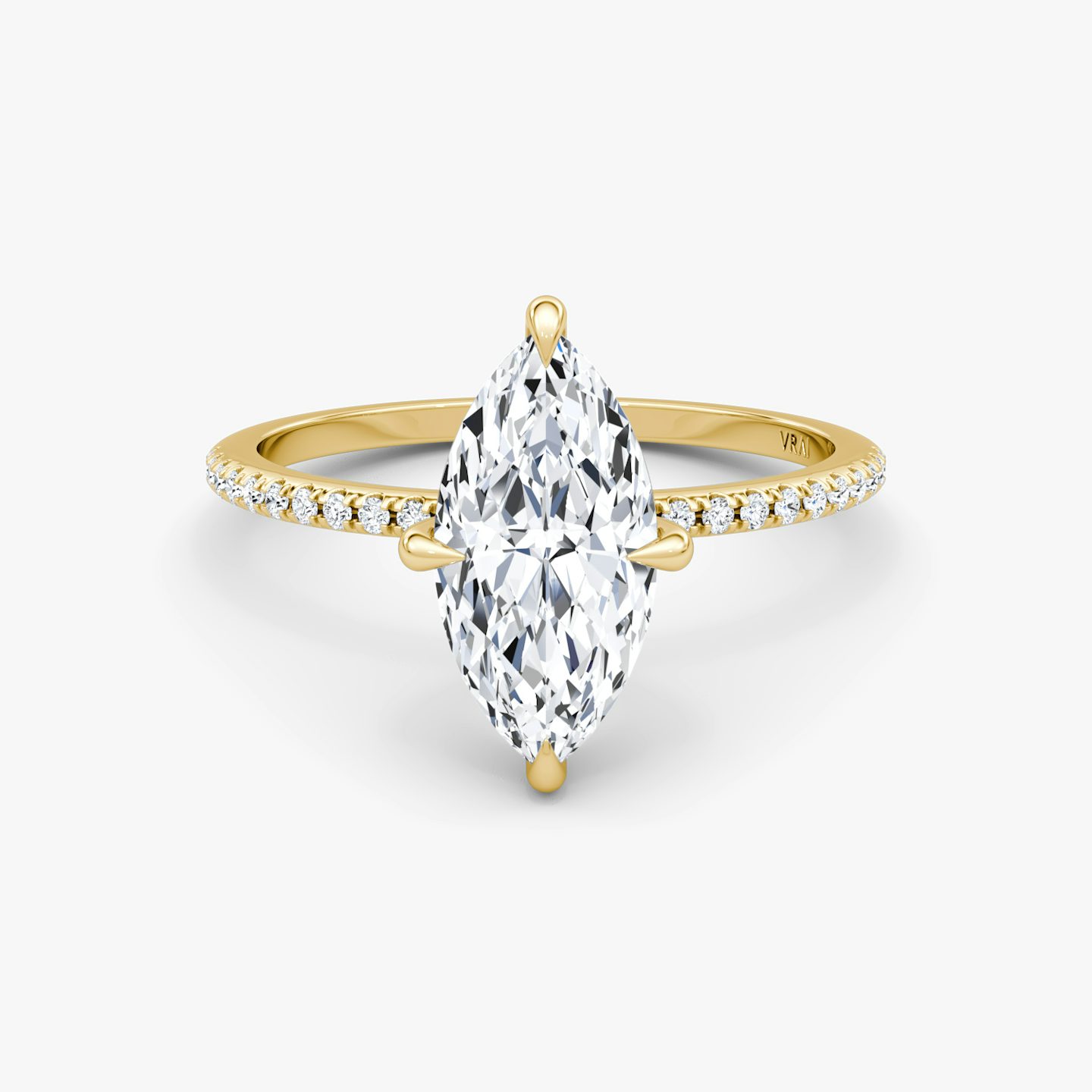 The Petite 4-Prong Solitaire | Marquise | 18k | Yellow Gold | bandAccent: Pavé | diamondOrientation: vertical | caratWeight: other
