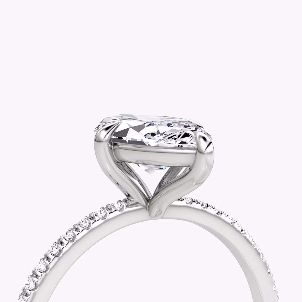 The Petite 4-Prong Solitaire | Marquise | 18k | White Gold | bandAccent: Pavé | diamondOrientation: vertical | caratWeight: other