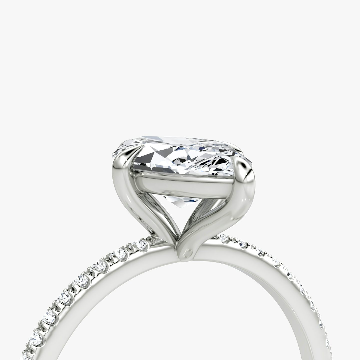 The Petite 4-Prong Solitaire | Marquise | 18k | White Gold | bandAccent: Pavé | diamondOrientation: vertical | caratWeight: other