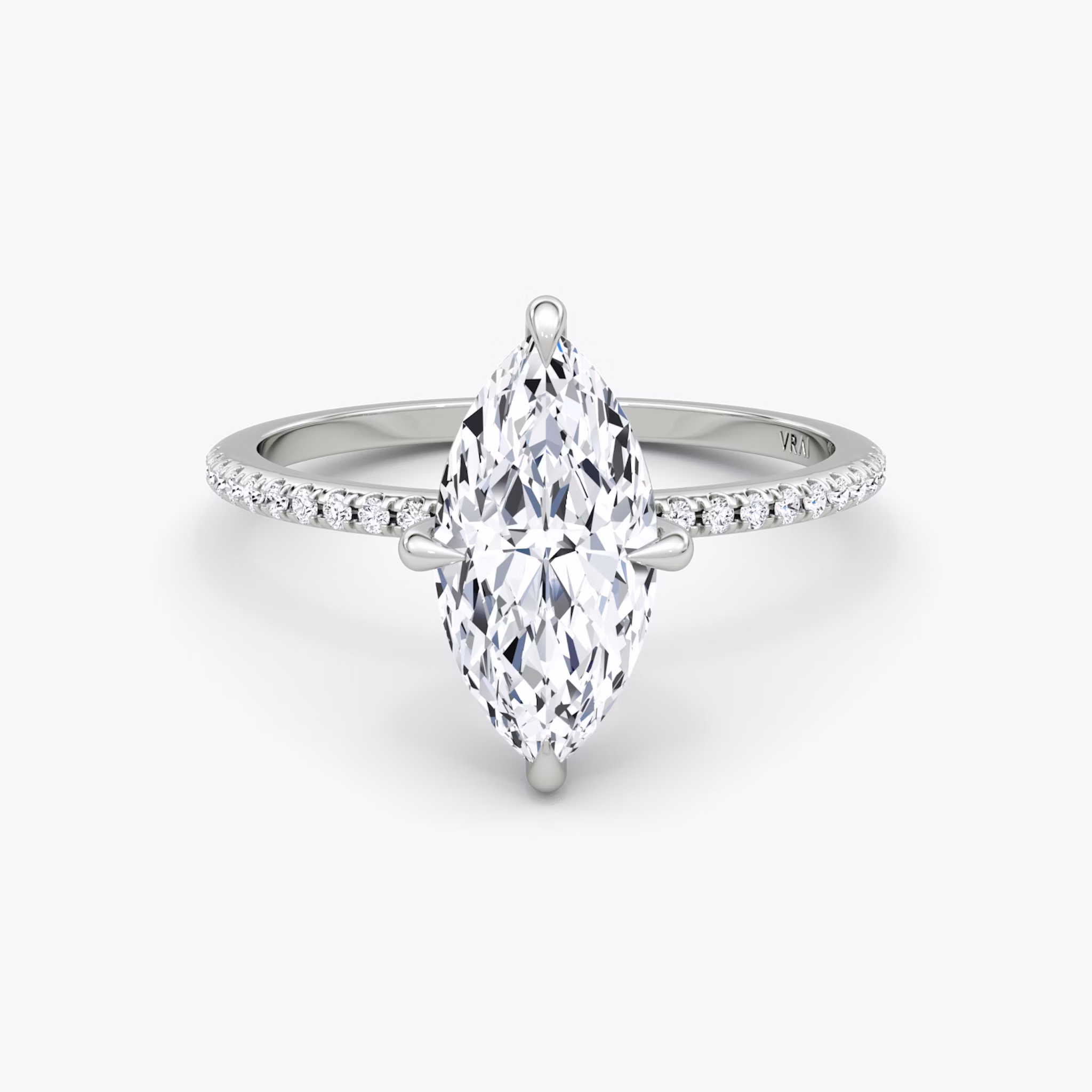 The Petite 4-Prong Solitaire | Marquise | Platinum | bandAccent: Pavé | diamondOrientation: vertical | caratWeight: other