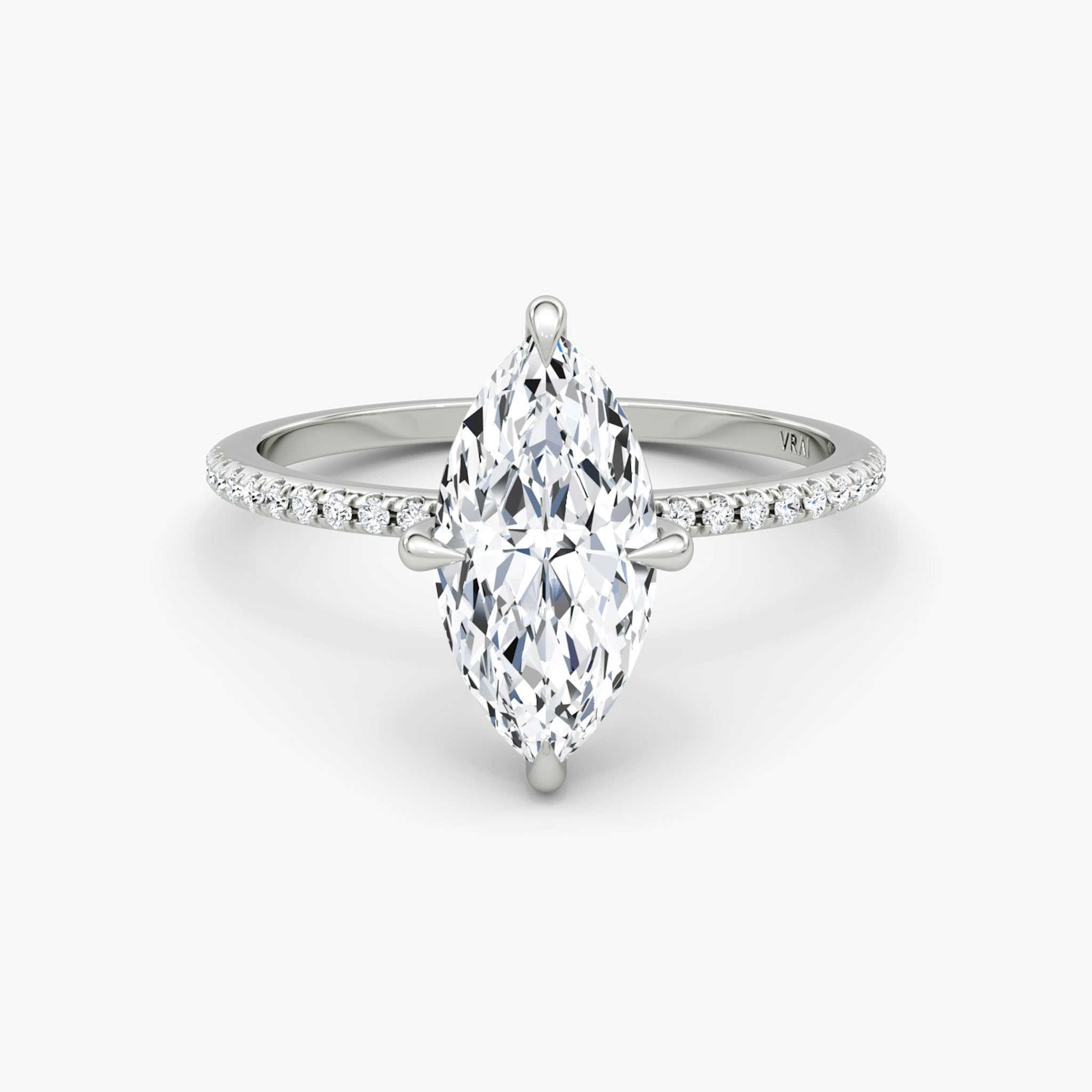 The Petite 4-Prong Solitaire | Marquise | Platinum | bandAccent: Pavé | diamondOrientation: vertical | caratWeight: other