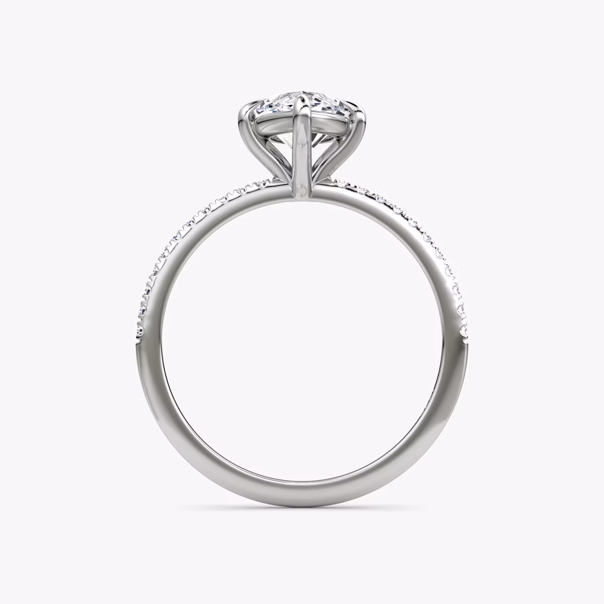 The Petite 4-Prong Solitaire | Marquise | 18k | White Gold | bandAccent: Pavé | diamondOrientation: vertical | caratWeight: other