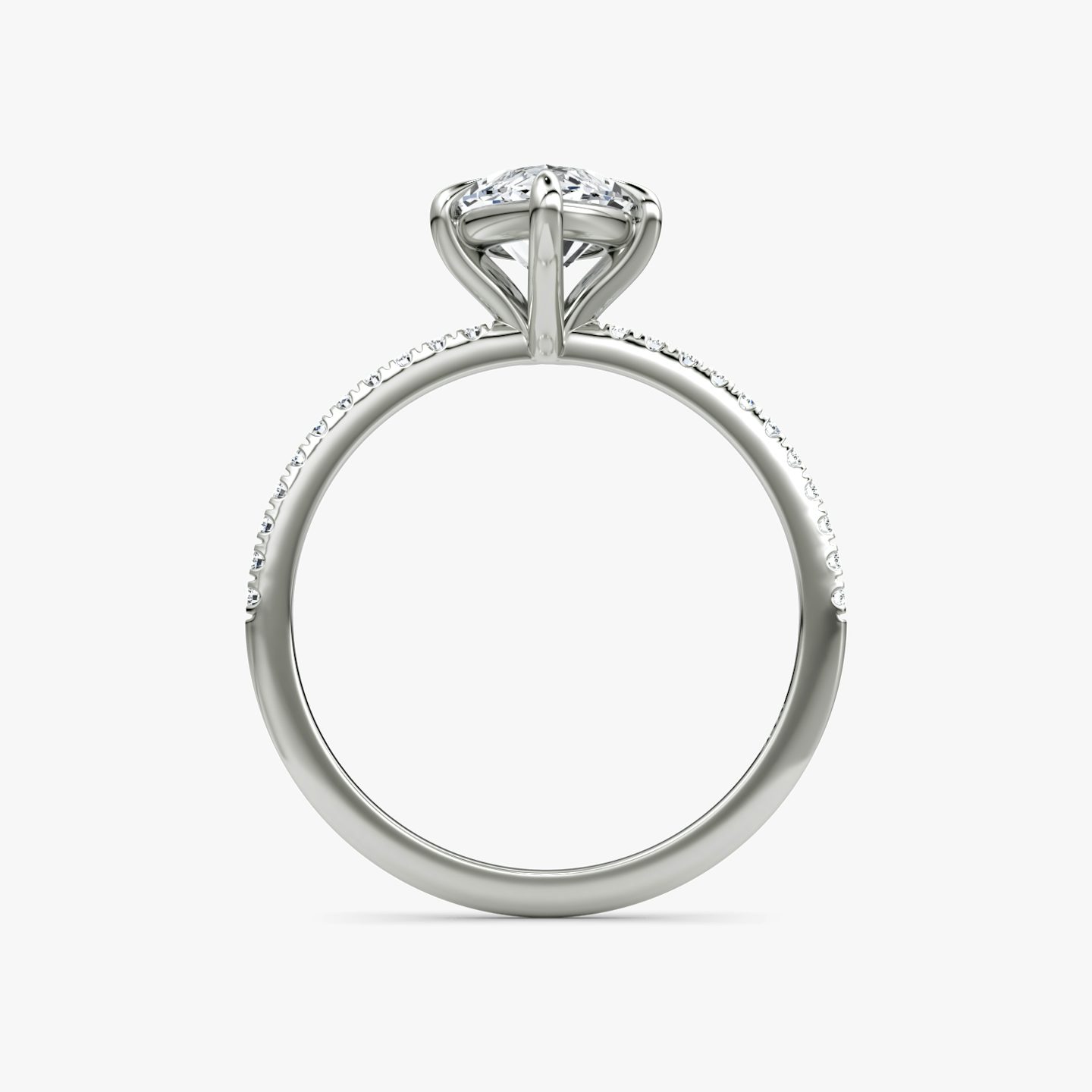 The Petite 4-Prong Solitaire | Marquise | 18k | White Gold | bandAccent: Pavé | diamondOrientation: vertical | caratWeight: other