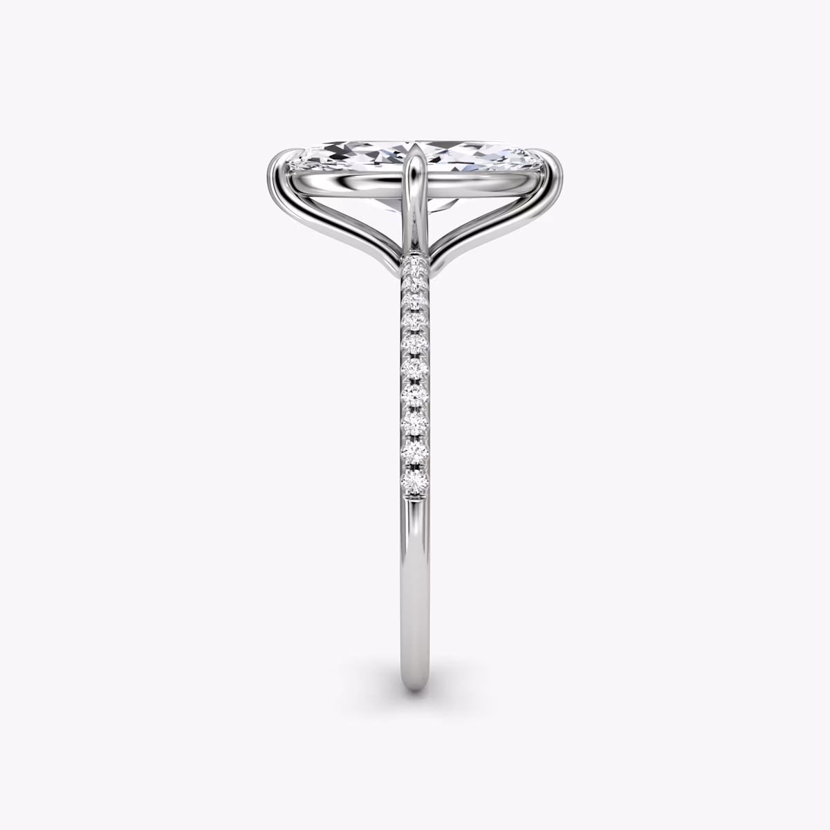 The Petite 4-Prong Solitaire | Marquise | 18k | White Gold | bandAccent: Pavé | diamondOrientation: vertical | caratWeight: other