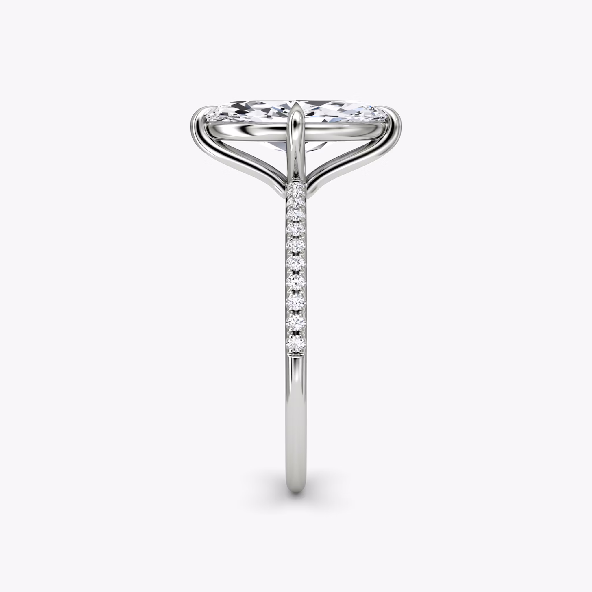 The Petite 4-Prong Solitaire | Marquise | Platinum | bandAccent: Pavé | diamondOrientation: vertical | caratWeight: other