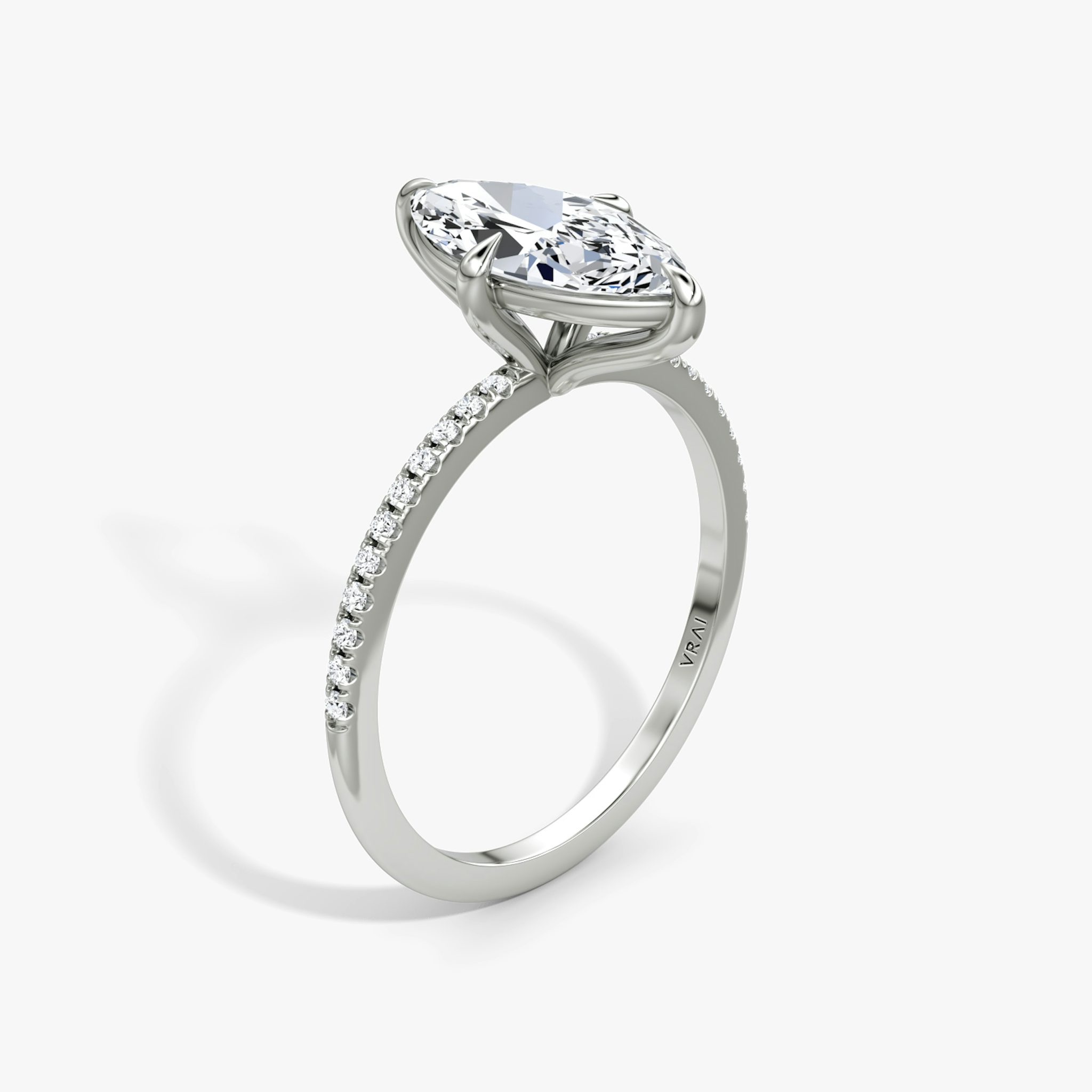 The Petite 4-Prong Solitaire | Marquise | Platinum | bandAccent: Pavé | diamondOrientation: vertical | caratWeight: other