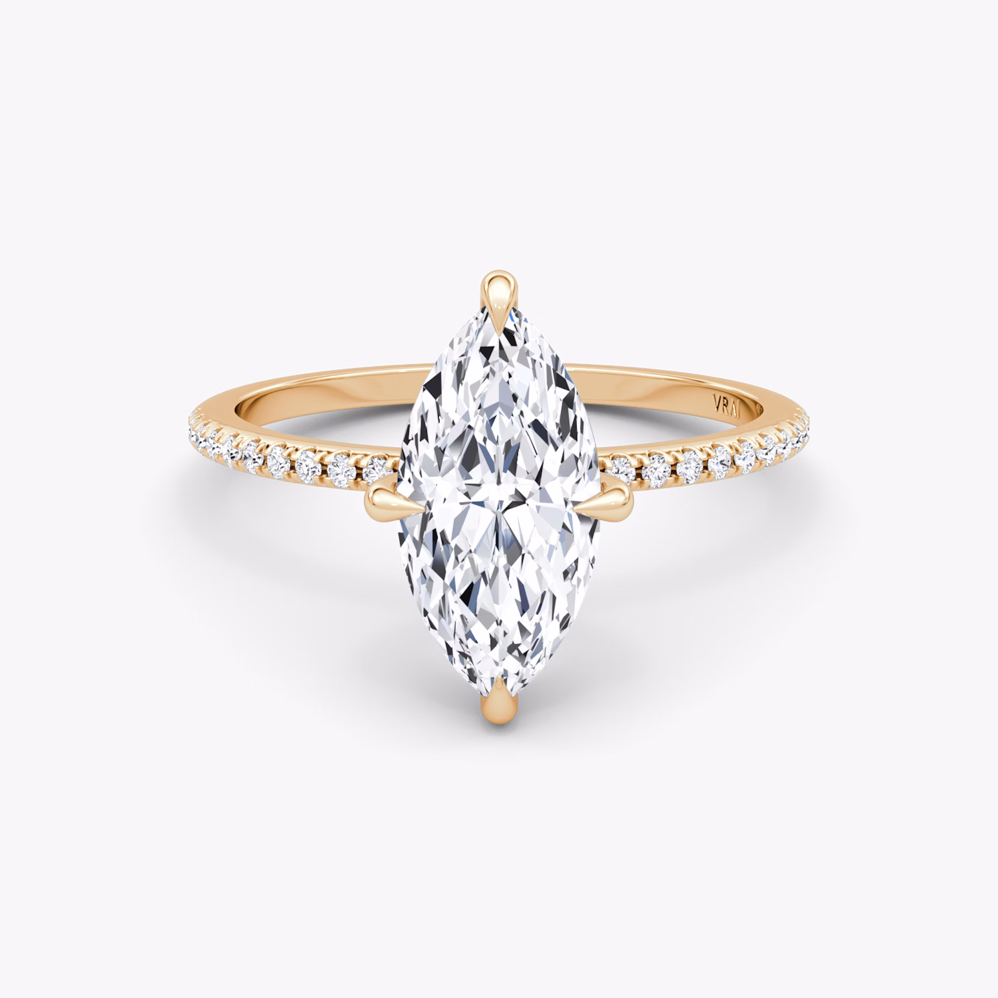 The Petite 4-Prong Solitaire | Marquise | 14k | Rose Gold | bandAccent: Pavé | diamondOrientation: vertical | caratWeight: other