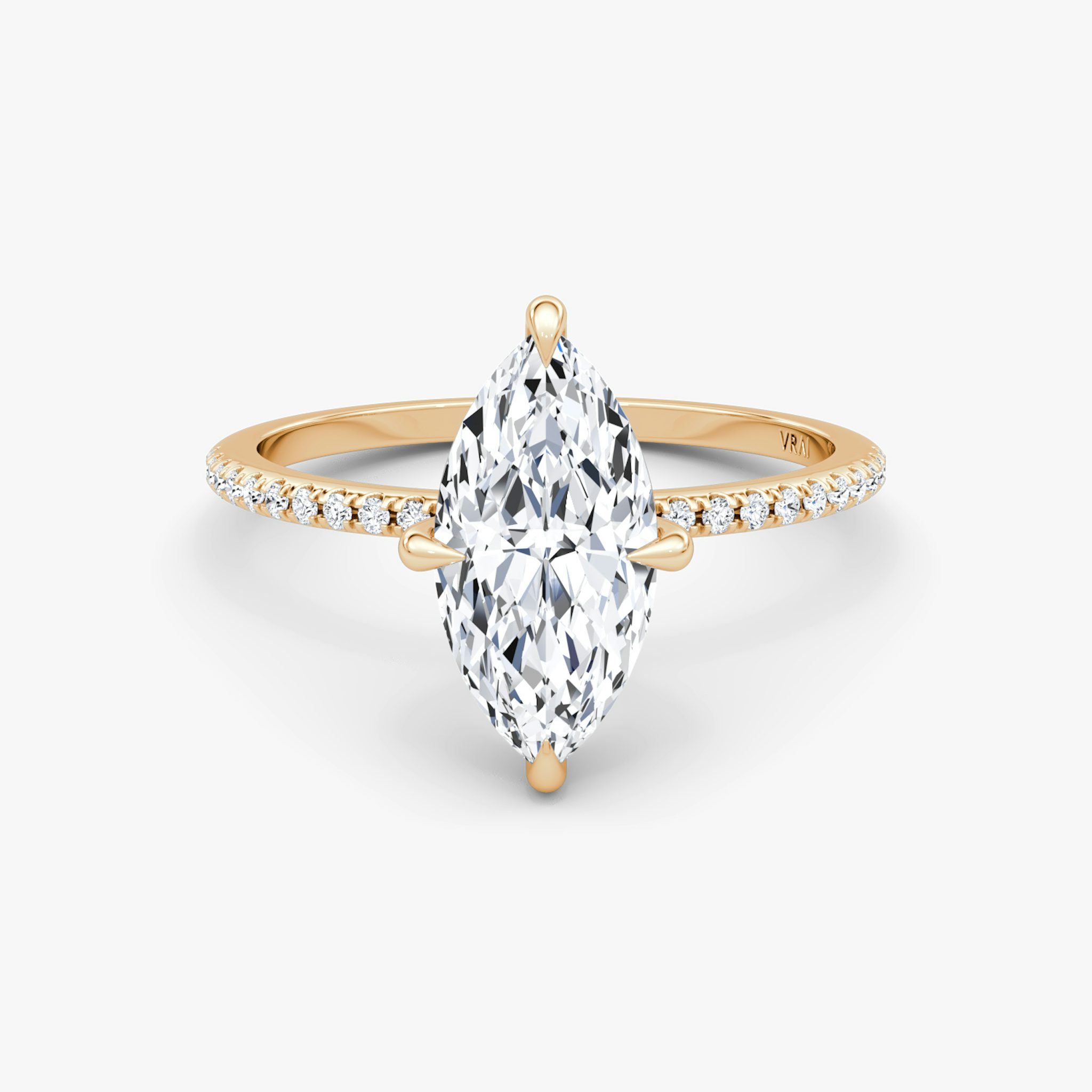 The Petite 4-Prong Solitaire | Marquise | 14k | Rose Gold | bandAccent: Pavé | diamondOrientation: vertical | caratWeight: other
