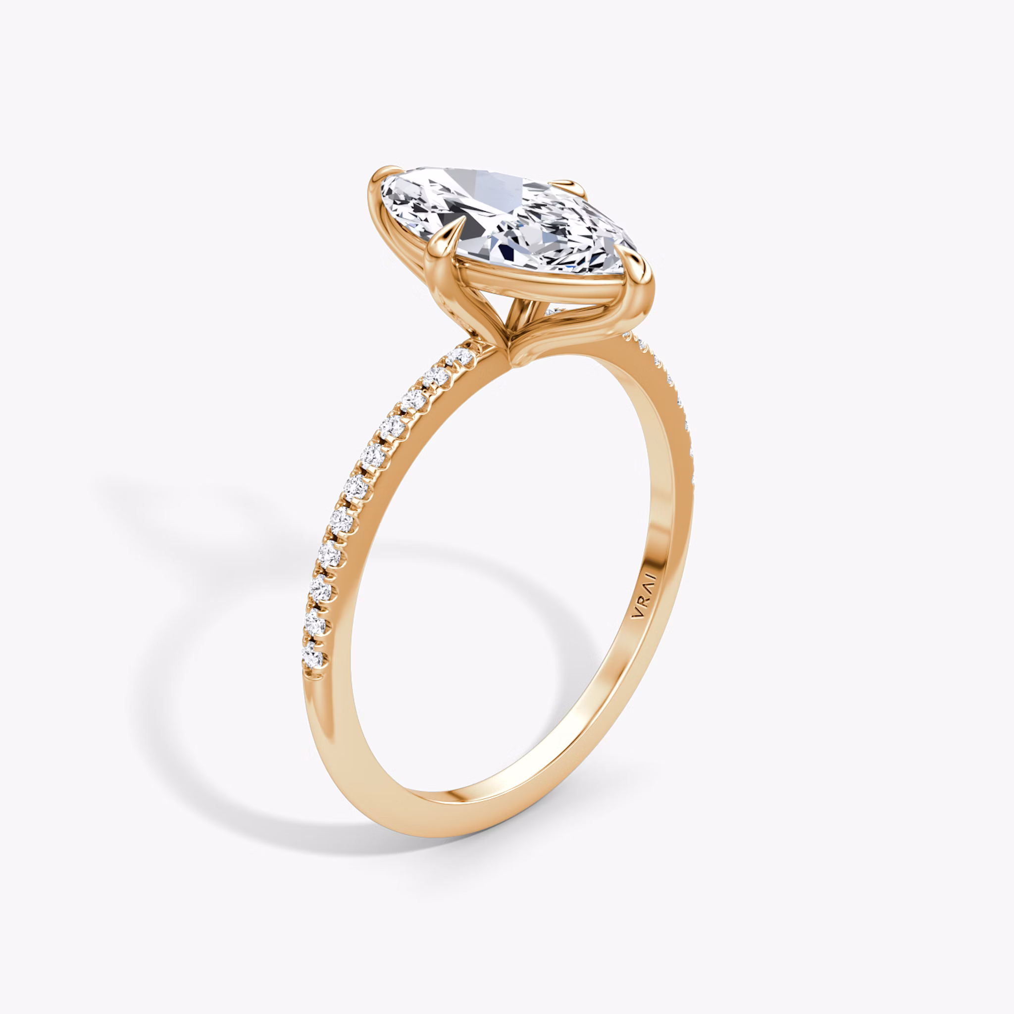 The Petite 4-Prong Solitaire | Marquise | 14k | Rose Gold | bandAccent: Pavé | diamondOrientation: vertical | caratWeight: other
