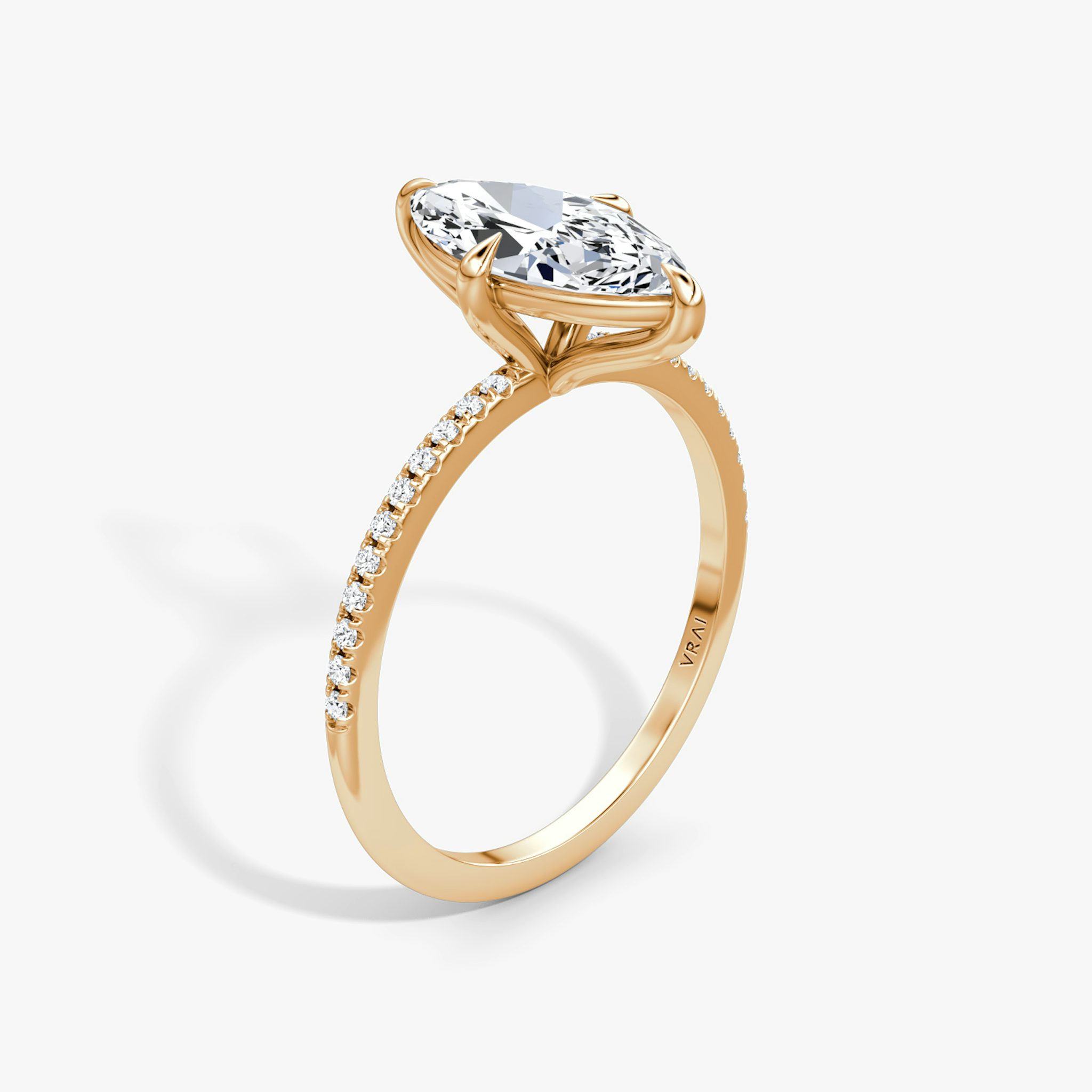 The Petite 4-Prong Solitaire | Marquise | 14k | Rose Gold | bandAccent: Pavé | diamondOrientation: vertical | caratWeight: other