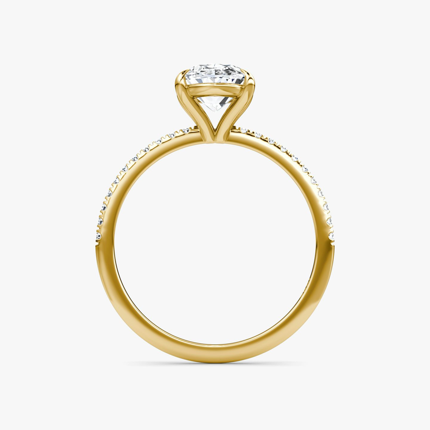 The Petite 4-Prong Solitaire | Oval | 18k | Yellow Gold | bandAccent: Pavé | diamondOrientation: vertical | caratWeight: other