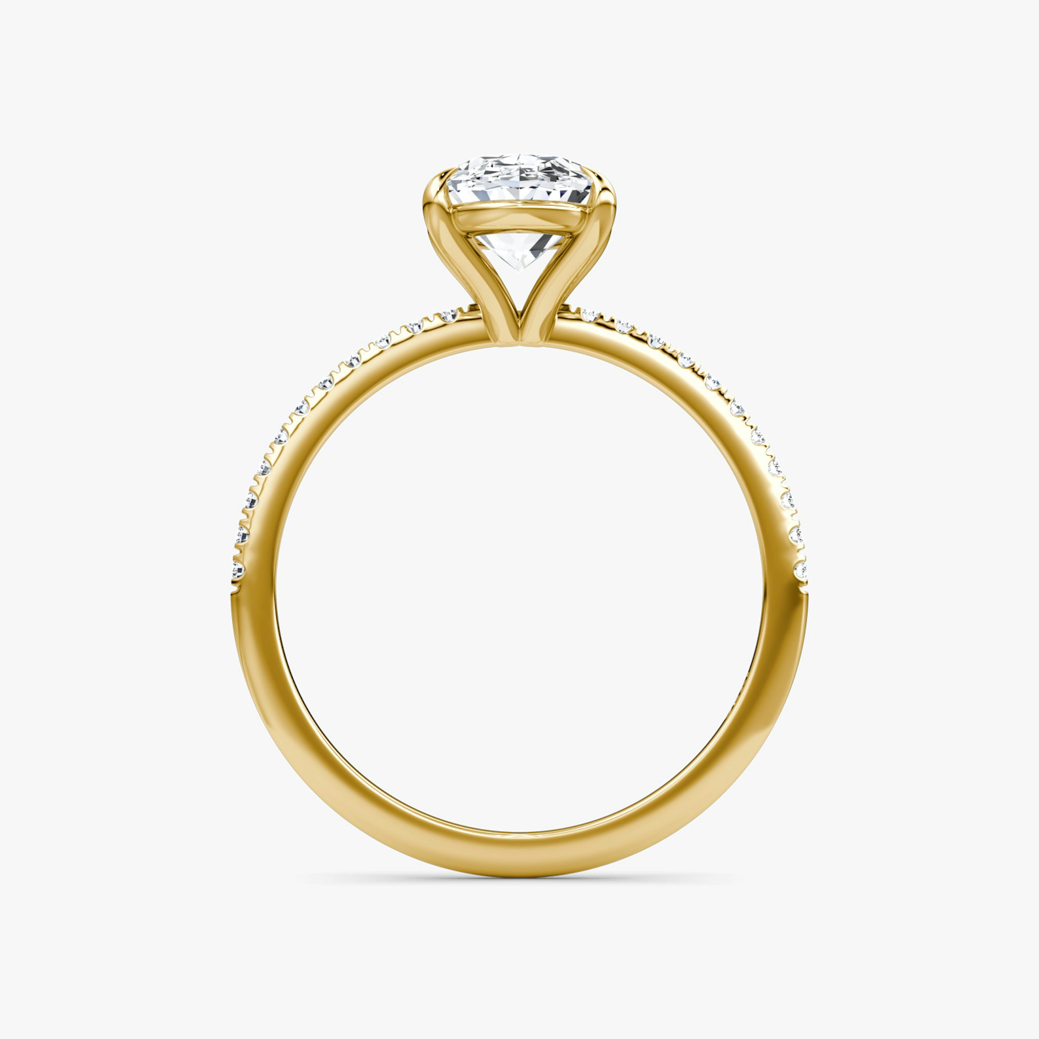 The Petite 4-Prong Solitaire | Oval | 18k | Yellow Gold | bandAccent: Pavé | diamondOrientation: vertical | caratWeight: other