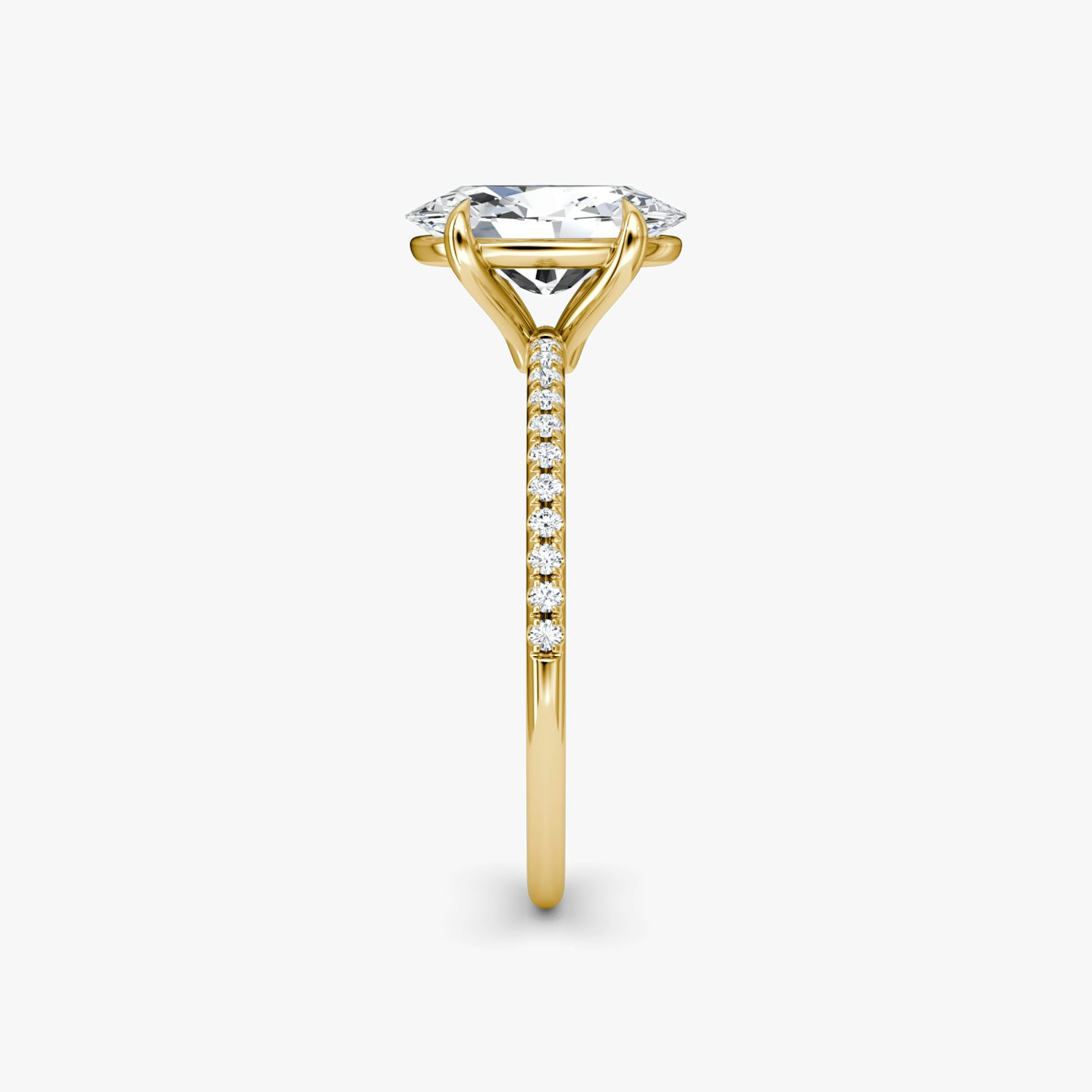 The Petite 4-Prong Solitaire | Oval | 18k | Yellow Gold | bandAccent: Pavé | diamondOrientation: vertical | caratWeight: other