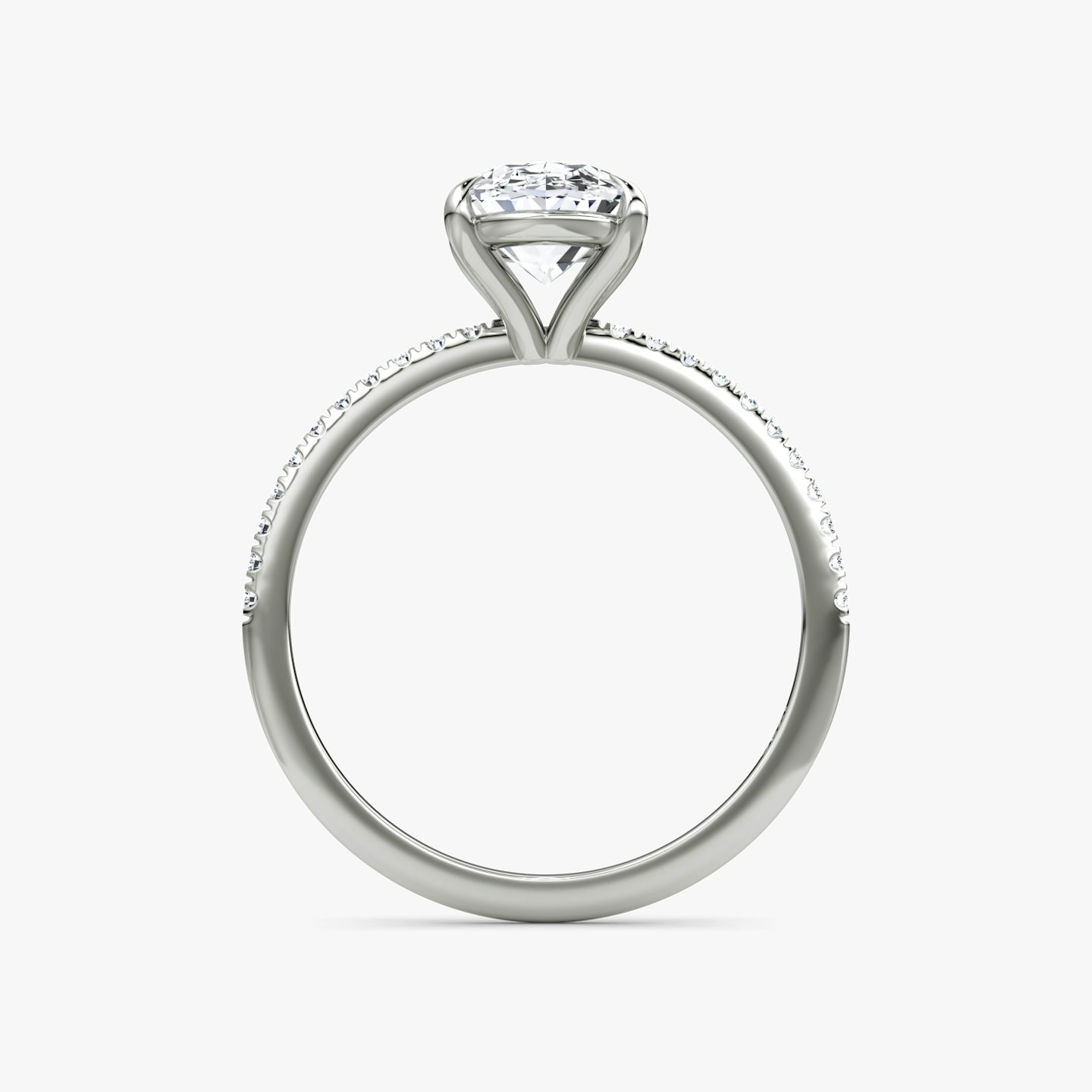 The Petite 4-Prong Solitaire | Oval | 18k | White Gold | bandAccent: Pavé | diamondOrientation: vertical | caratWeight: other