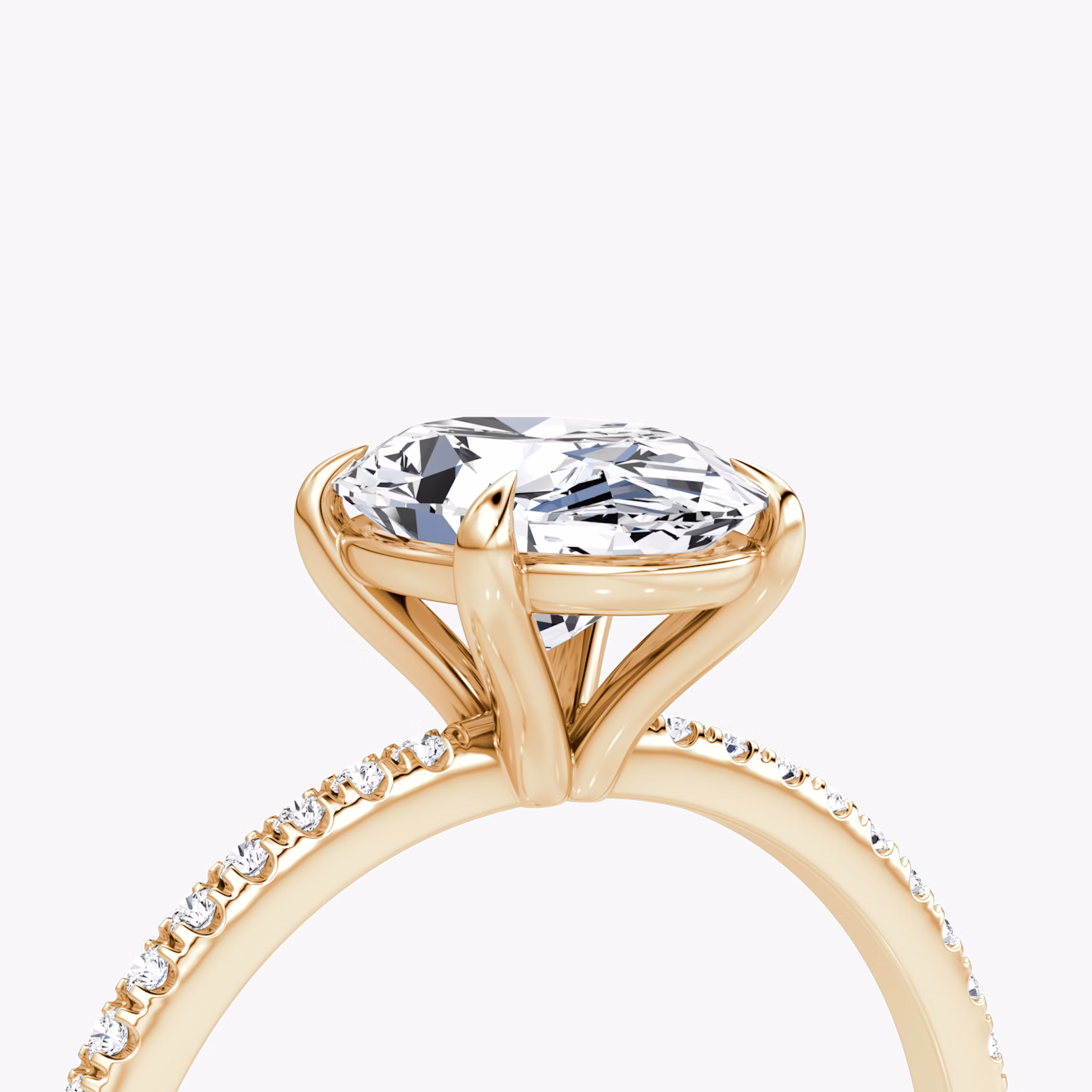 The Petite 4-Prong Solitaire | Oval | 14k | Rose Gold | bandAccent: Pavé | diamondOrientation: vertical | caratWeight: other