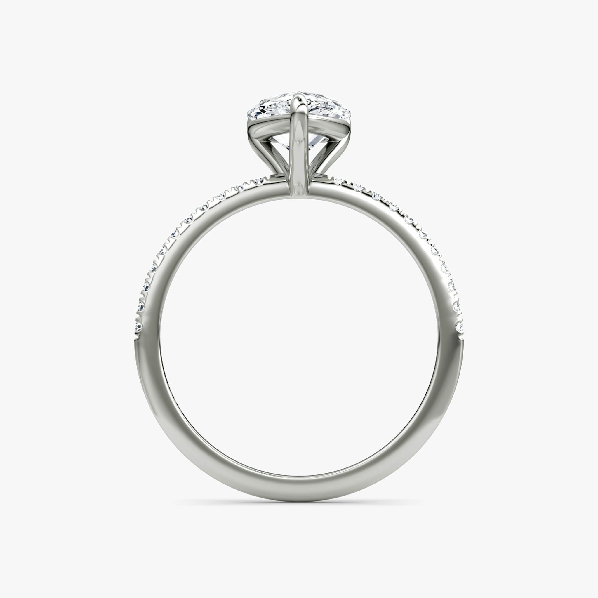 The Petite 4-Prong Solitaire | Pear | Platinum | bandAccent: Pavé | diamondOrientation: vertical | caratWeight: other