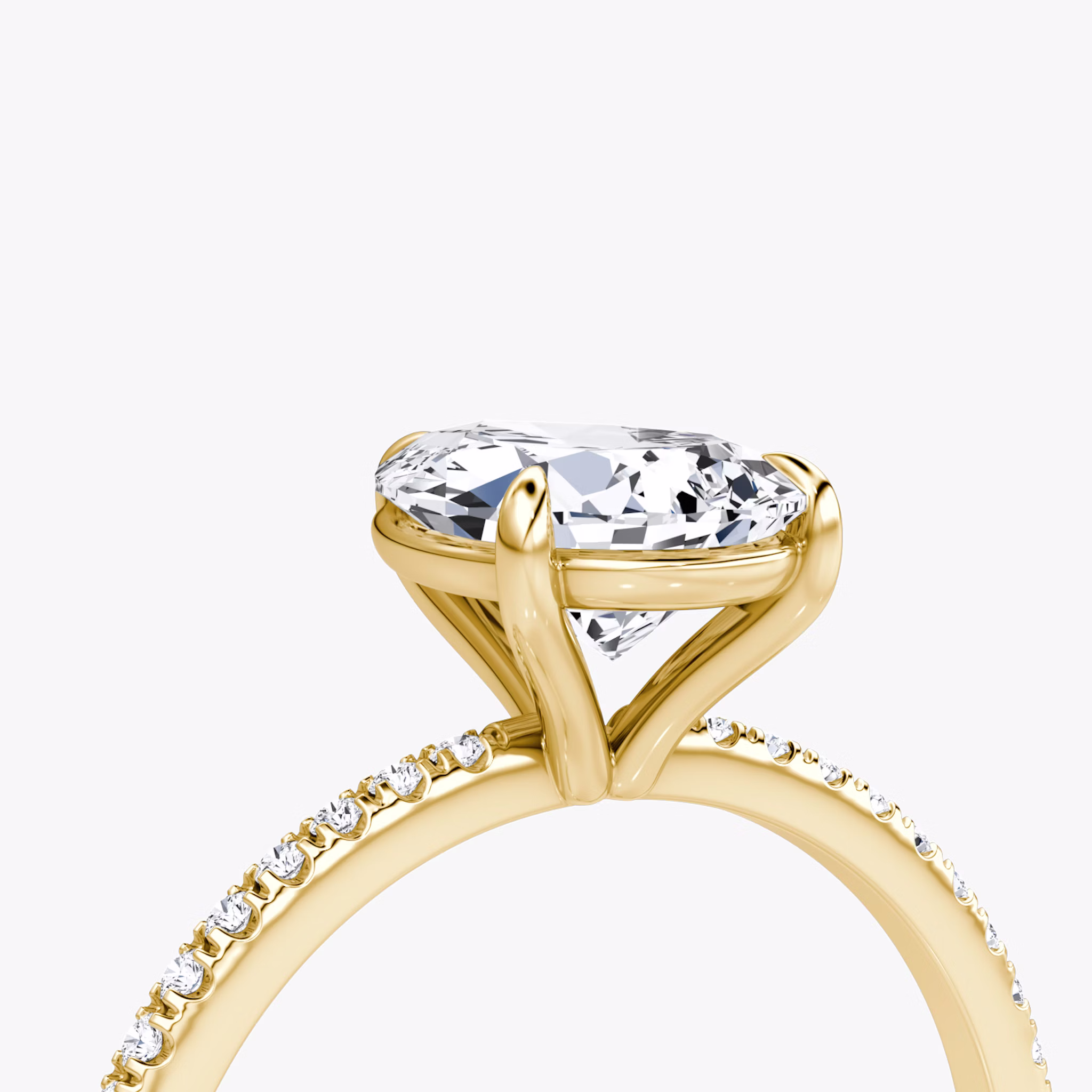 The Petite 4-Prong Solitaire | Pear | 18k | Yellow Gold | bandAccent: Pavé | diamondOrientation: vertical | caratWeight: other