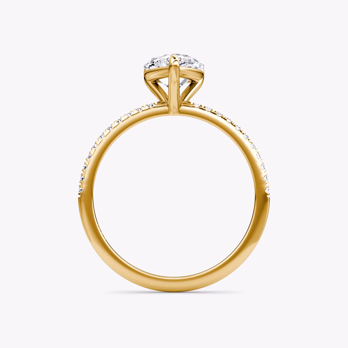 The Petite 4-Prong Solitaire | Pear | 18k | Yellow Gold | bandAccent: Pavé | diamondOrientation: vertical | caratWeight: other
