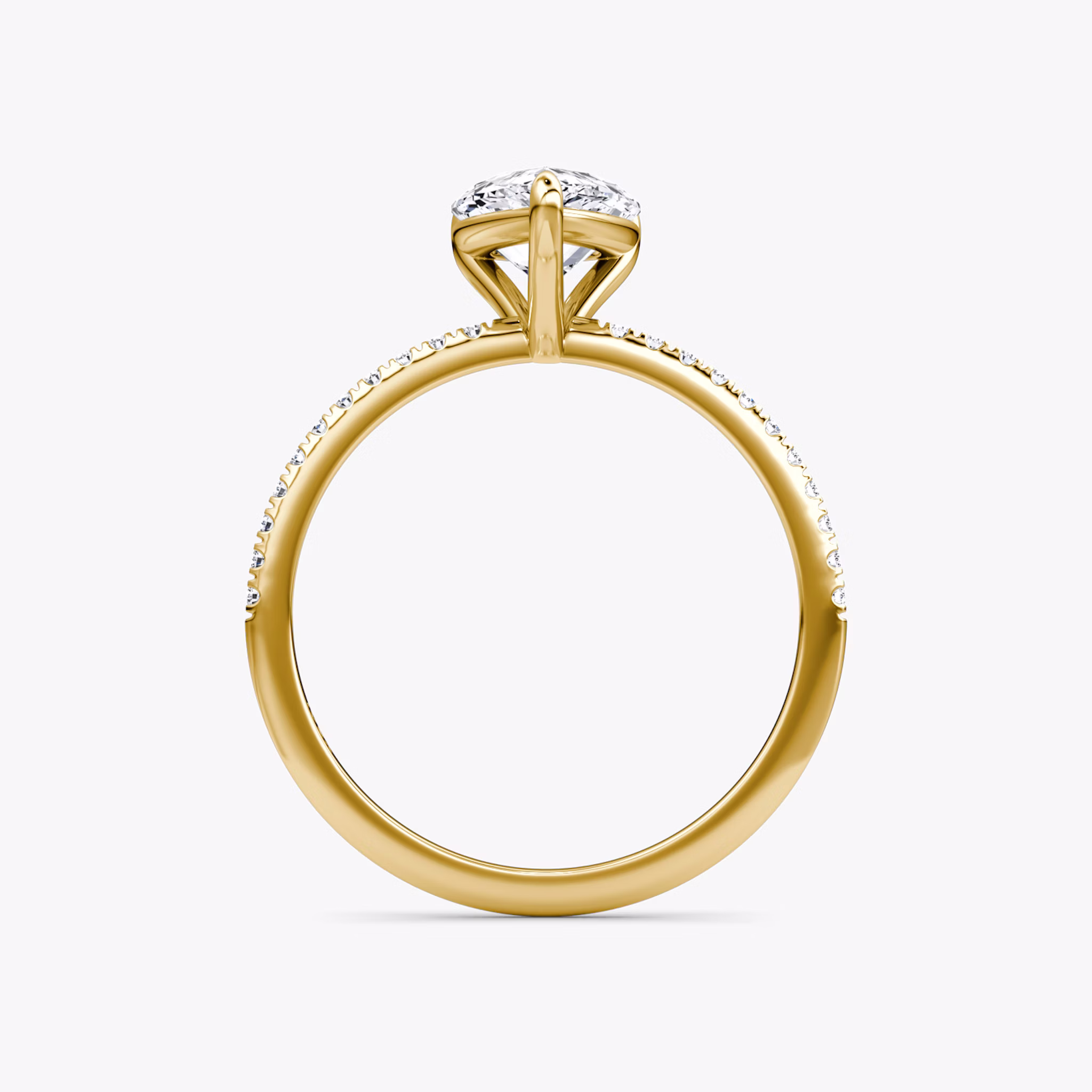 The Petite 4-Prong Solitaire | Pear | 18k | Yellow Gold | bandAccent: Pavé | diamondOrientation: vertical | caratWeight: other
