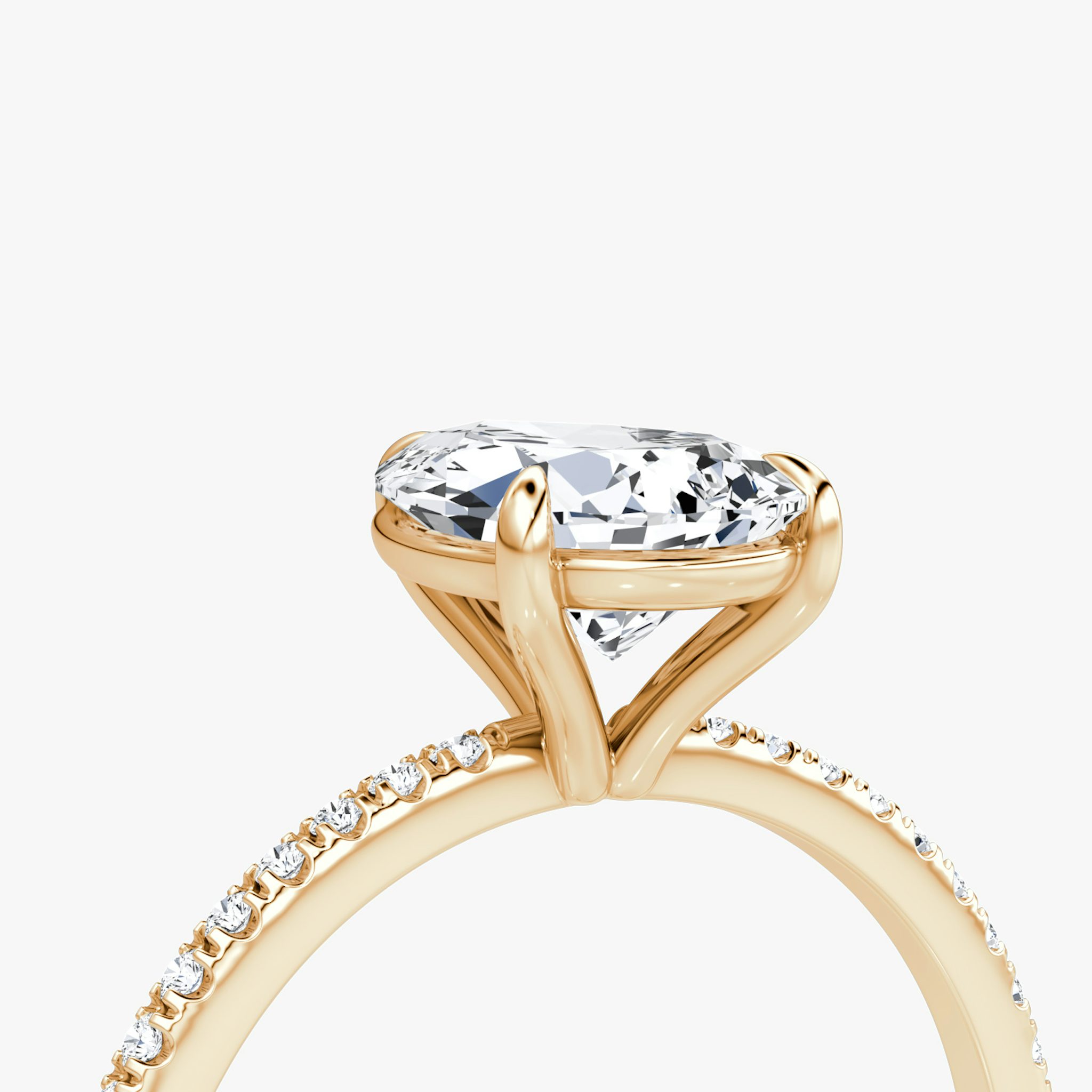 The Petite 4-Prong Solitaire | Pear | 14k | Rose Gold | bandAccent: Pavé | diamondOrientation: vertical | caratWeight: other
