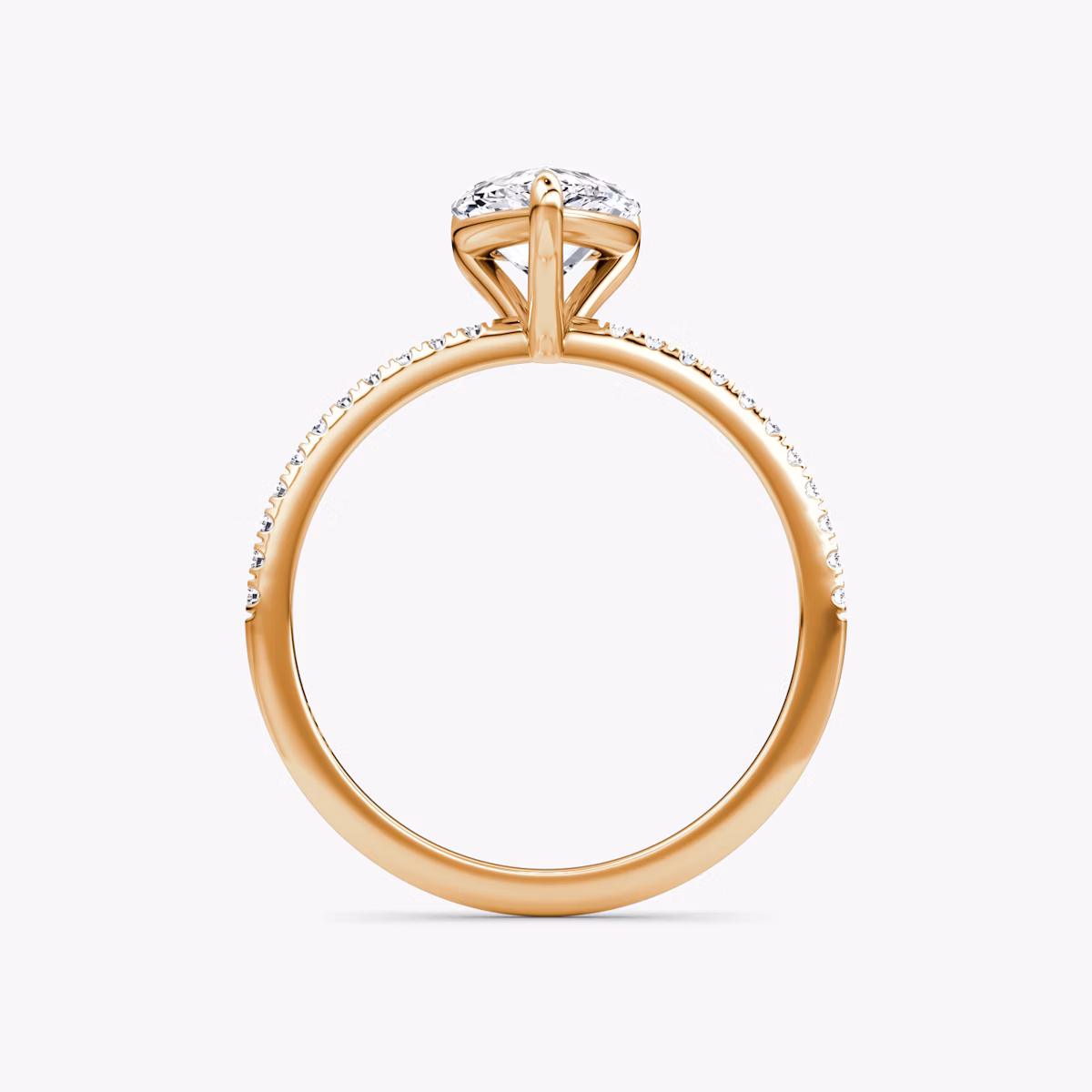The Petite 4-Prong Solitaire | Pear | 14k | Rose Gold | bandAccent: Pavé | diamondOrientation: vertical | caratWeight: other