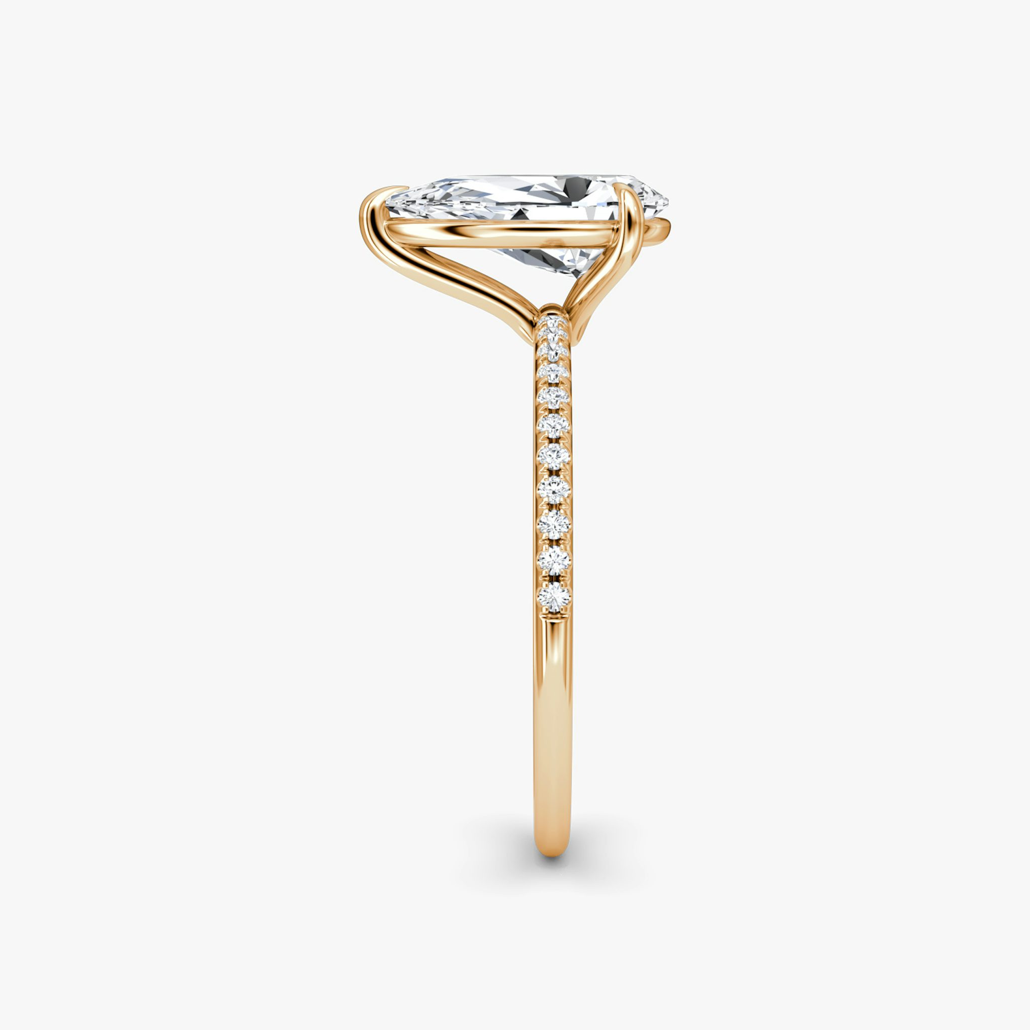 The Petite 4-Prong Solitaire | Pear | 14k | Rose Gold | bandAccent: Pavé | diamondOrientation: vertical | caratWeight: other