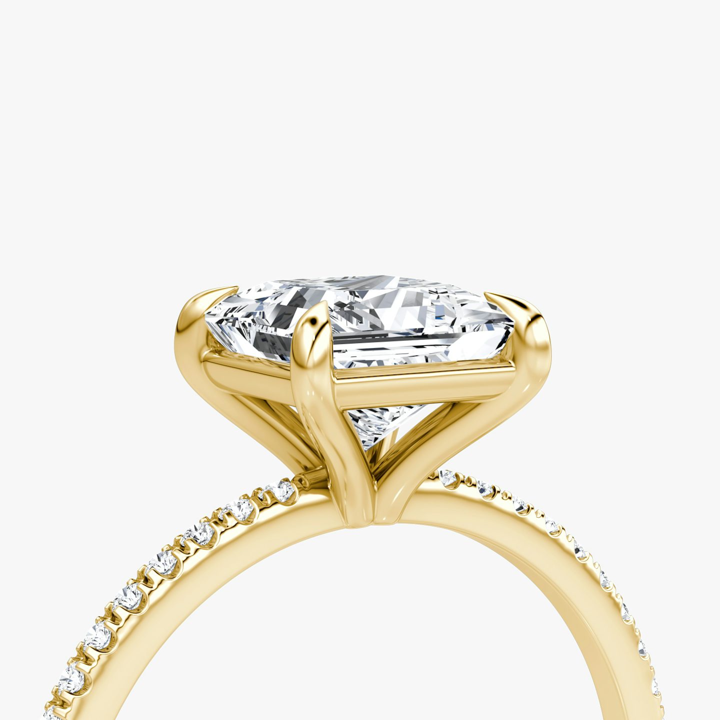 The Petite 4-Prong Solitaire | Princess | 18k | Yellow Gold | bandAccent: Pavé | diamondOrientation: vertical | caratWeight: other