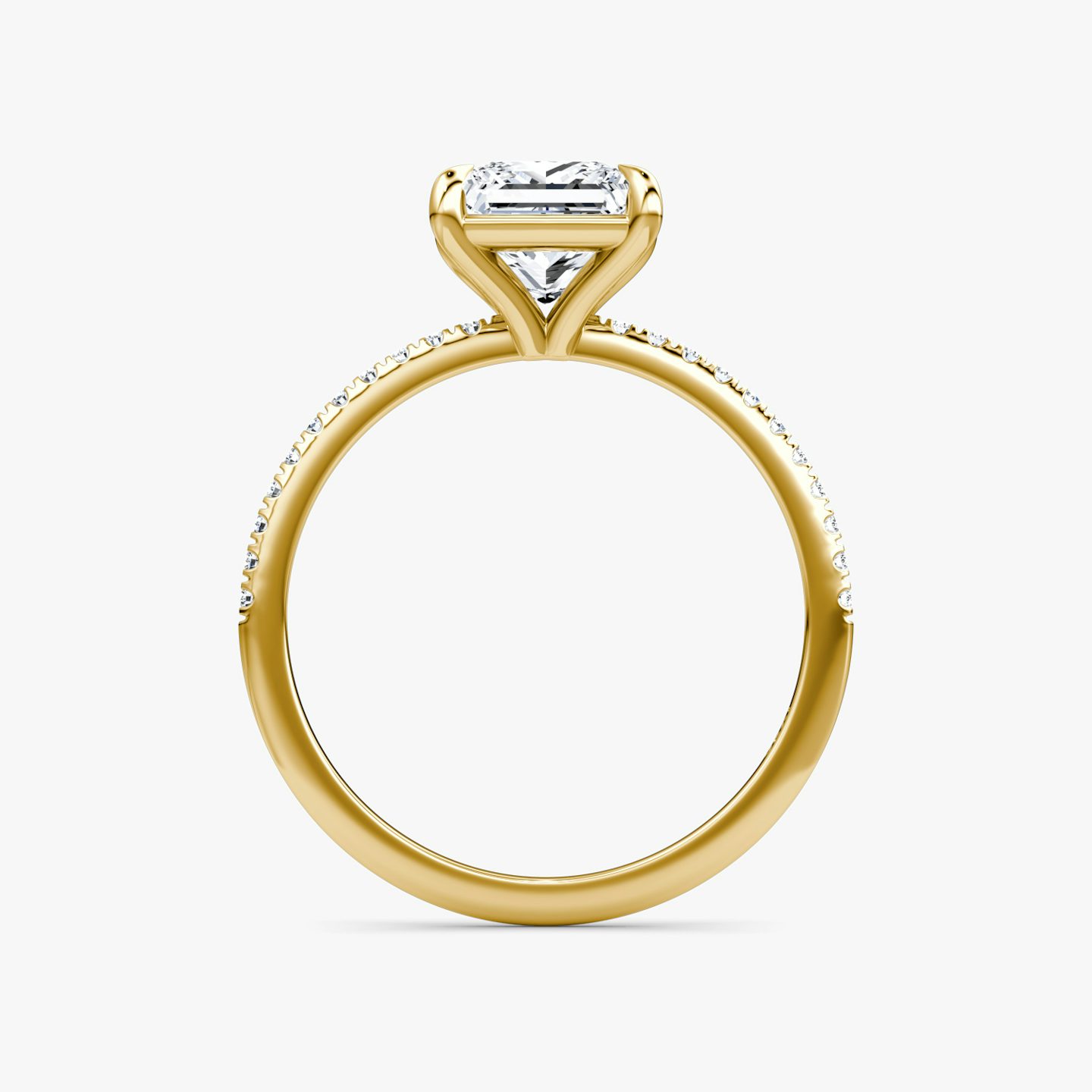 The Petite 4-Prong Solitaire | Princess | 18k | Yellow Gold | bandAccent: Pavé | diamondOrientation: vertical | caratWeight: other
