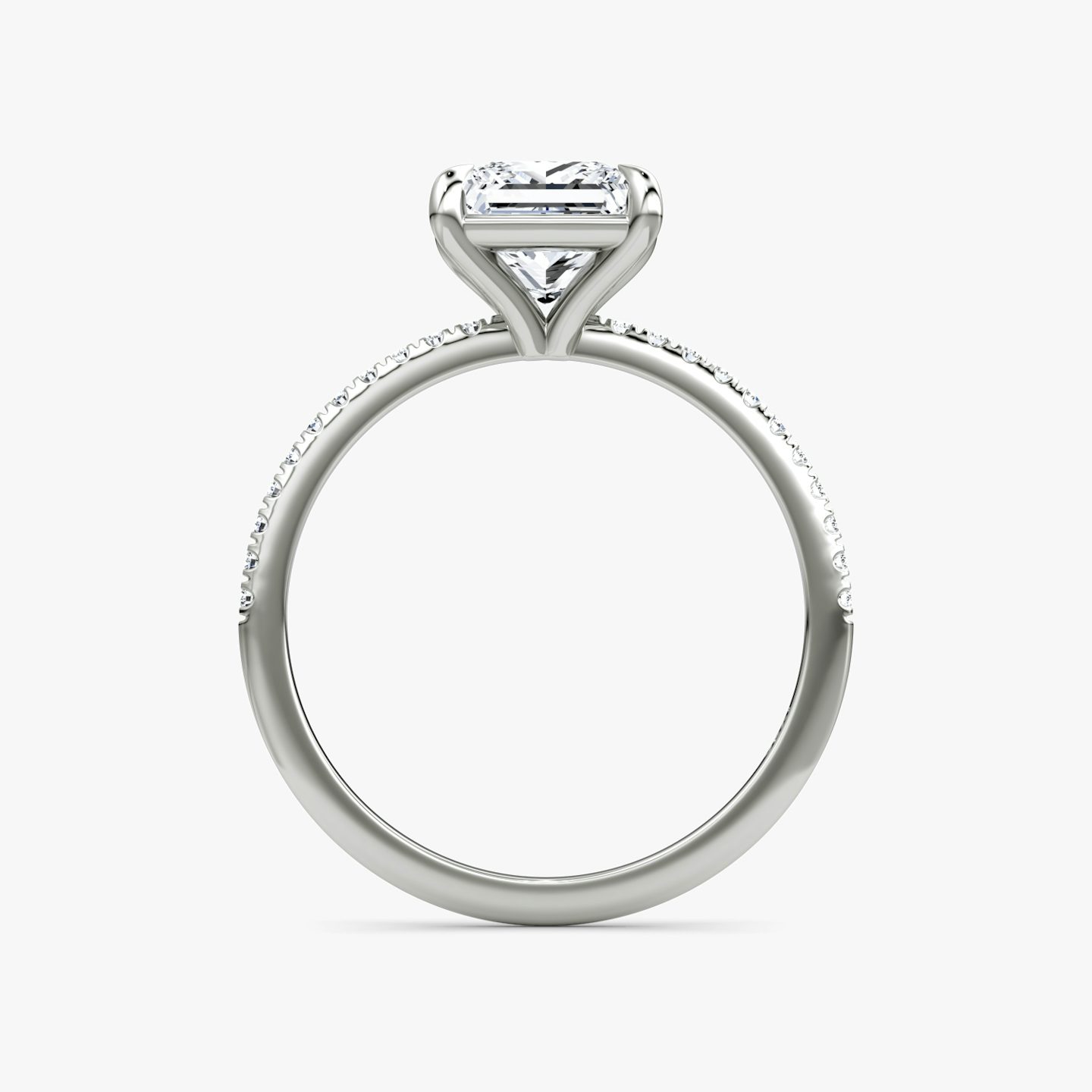 The Petite 4-Prong Solitaire | Princess | 18k | White Gold | bandAccent: Pavé | diamondOrientation: vertical | caratWeight: other