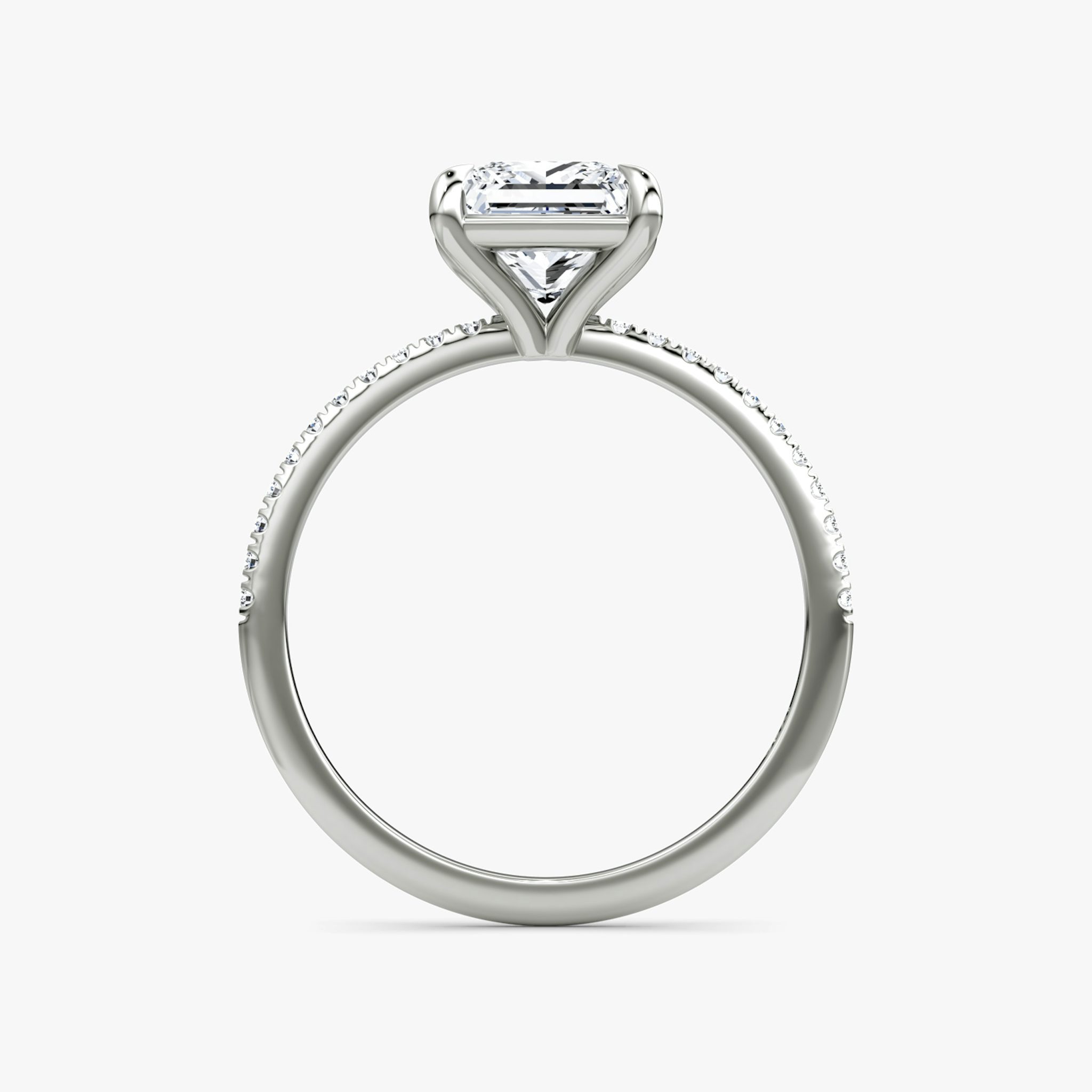 The Petite 4-Prong Solitaire | Princess | Platinum | bandAccent: Pavé | diamondOrientation: vertical | caratWeight: other
