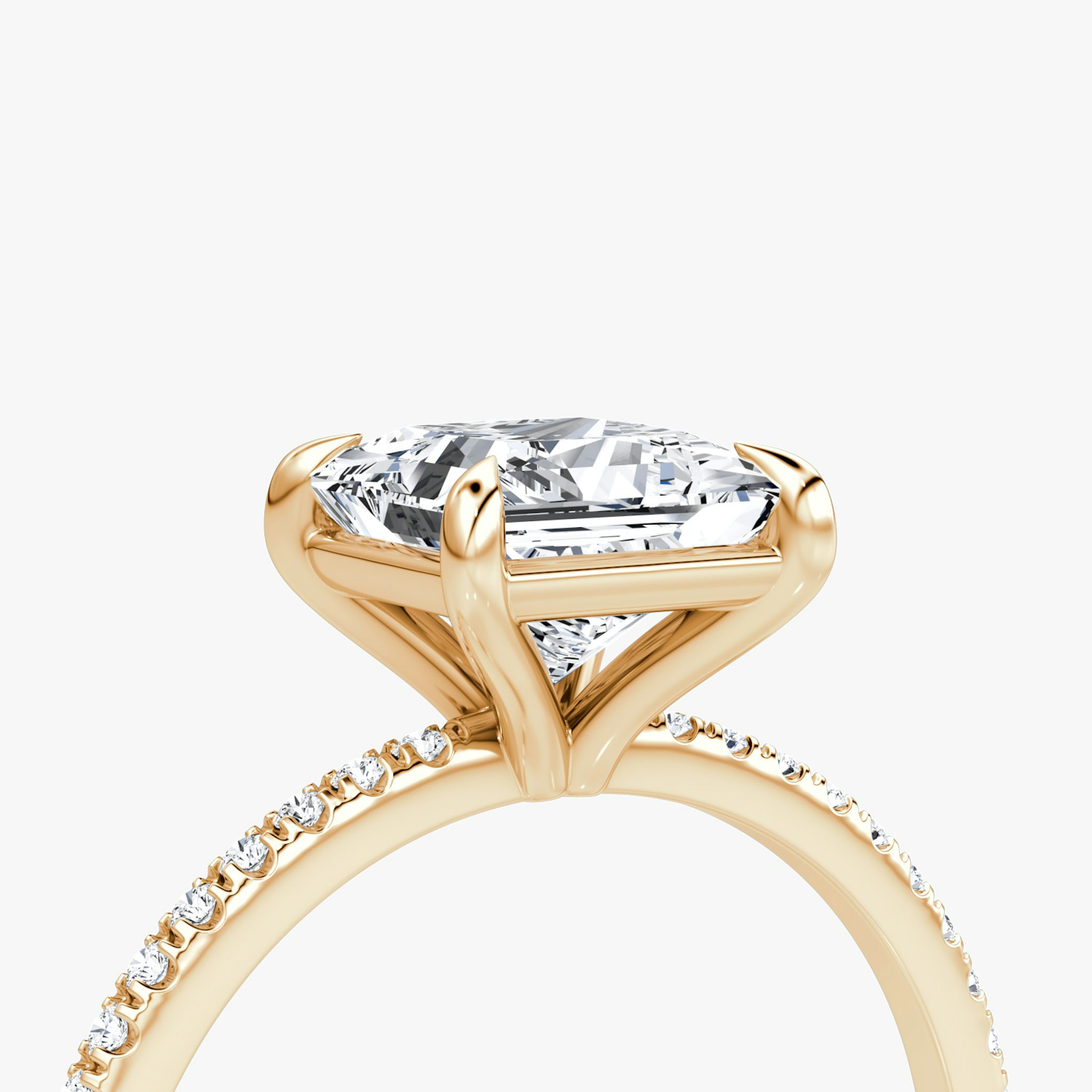 The Petite 4-Prong Solitaire | Princess | 14k | Rose Gold | bandAccent: Pavé | diamondOrientation: vertical | caratWeight: other