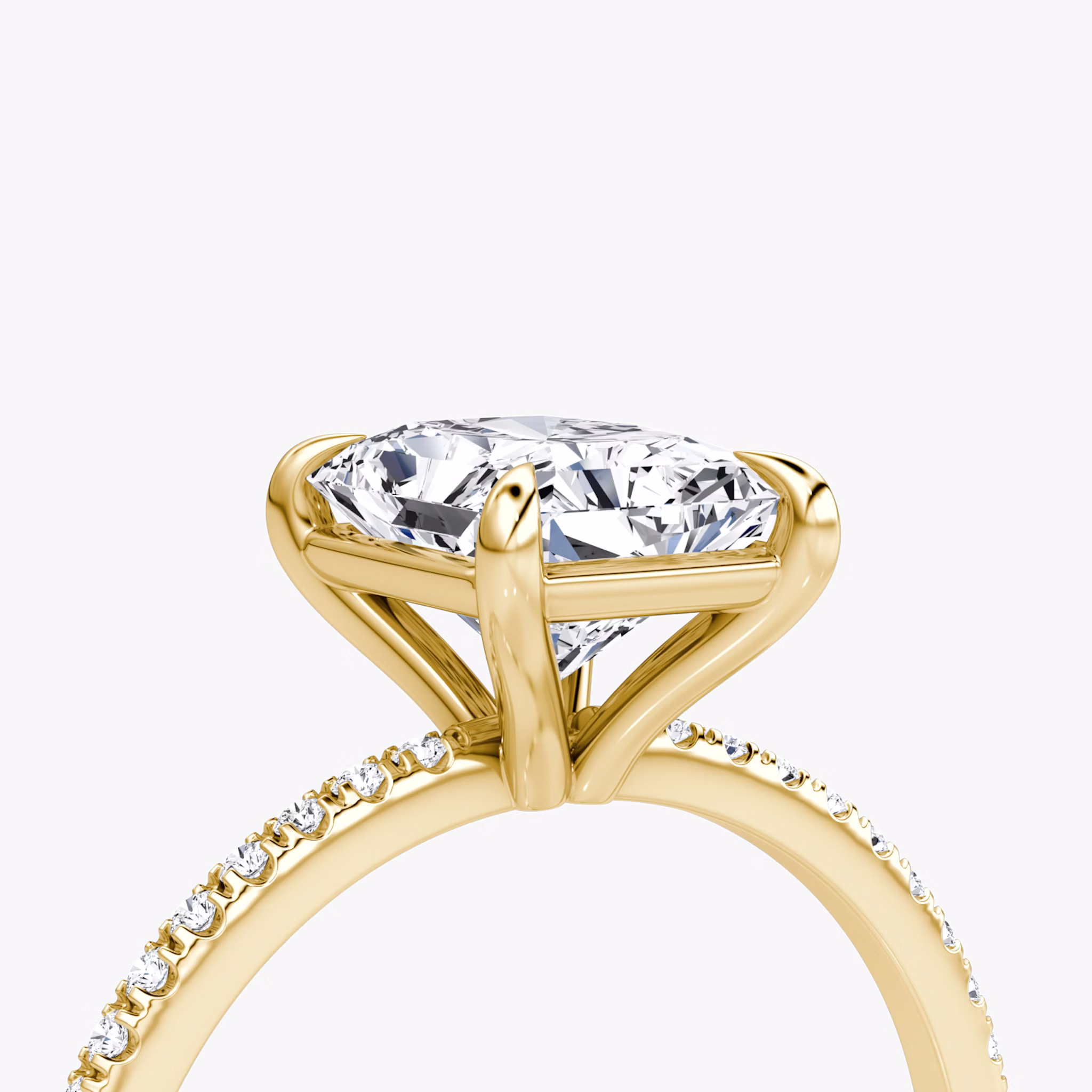 The Petite 4-Prong Solitaire | Radiant | 18k | Yellow Gold | bandAccent: Pavé | diamondOrientation: vertical | caratWeight: other