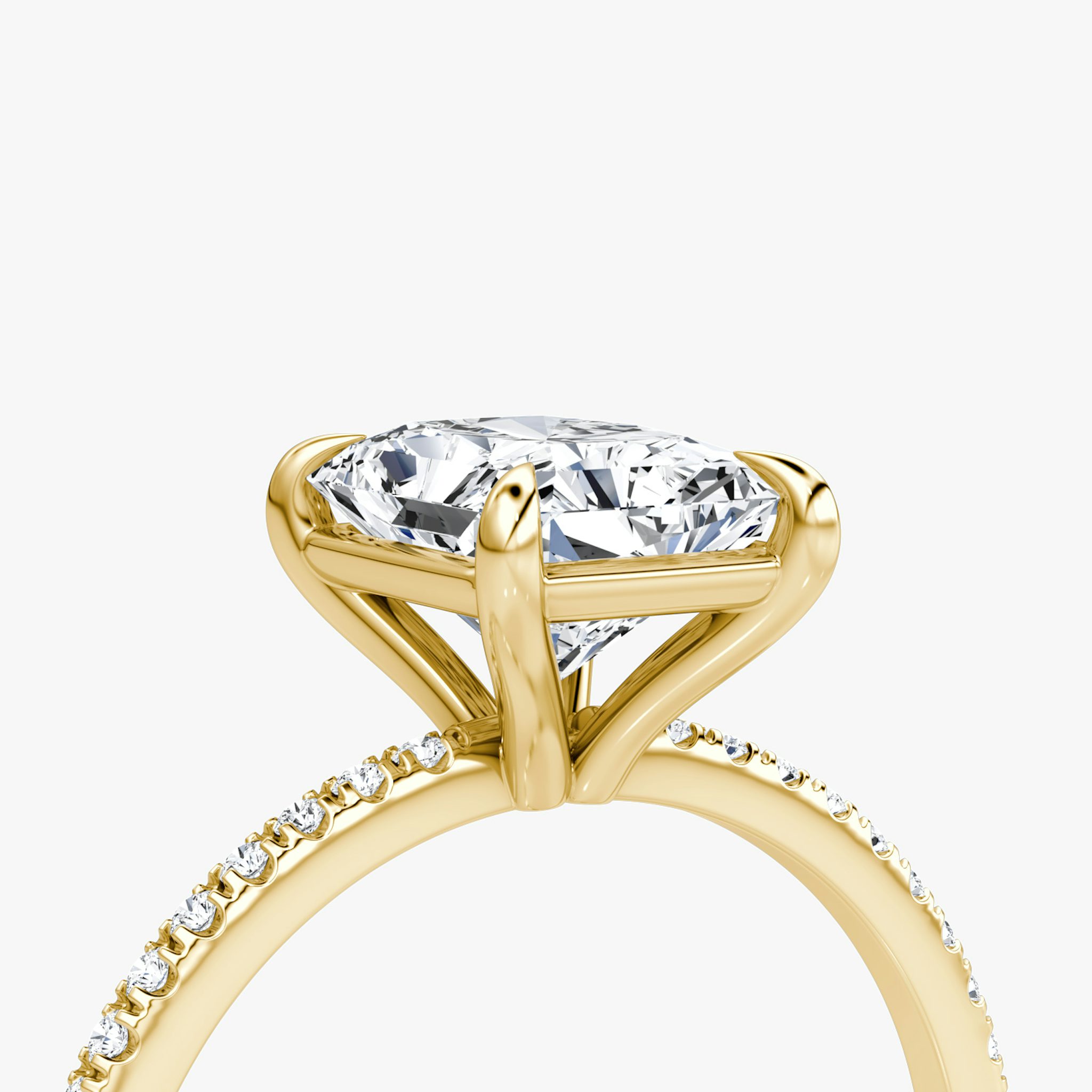 The Petite 4-Prong Solitaire | Radiant | 18k | Yellow Gold | bandAccent: Pavé | diamondOrientation: vertical | caratWeight: other