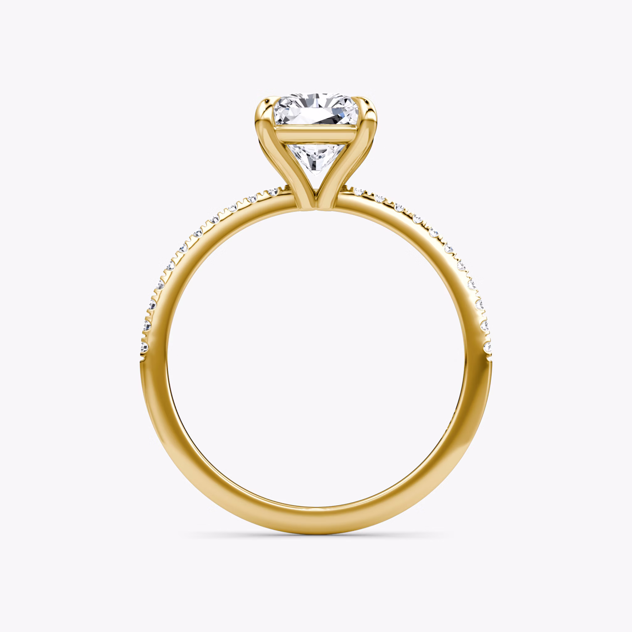 The Petite 4-Prong Solitaire | Radiant | 18k | Yellow Gold | bandAccent: Pavé | diamondOrientation: vertical | caratWeight: other
